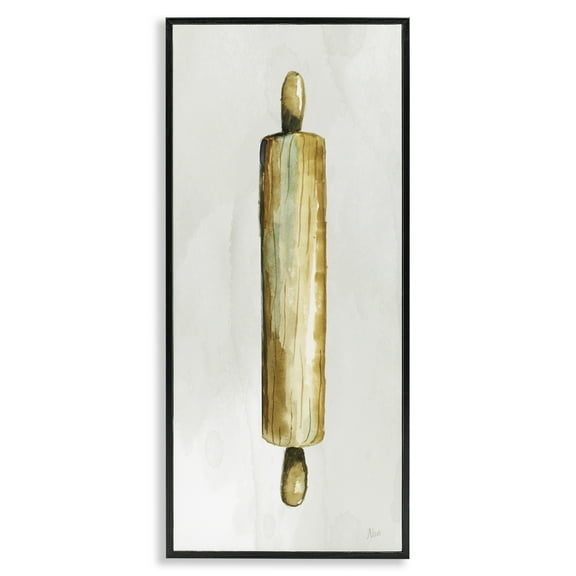 Stupell Industries Rustic Rolling Pin Food & Beverage Painting Black Framed Art Print Wall Art, 10 x 24