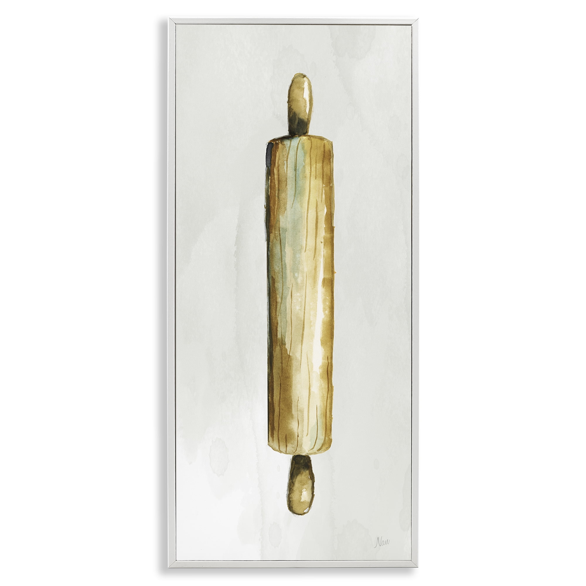 Stupell Industries Rustic Rolling Pin Food & Beverage Painting White Framed Art Print Wall Art, 13 x 30