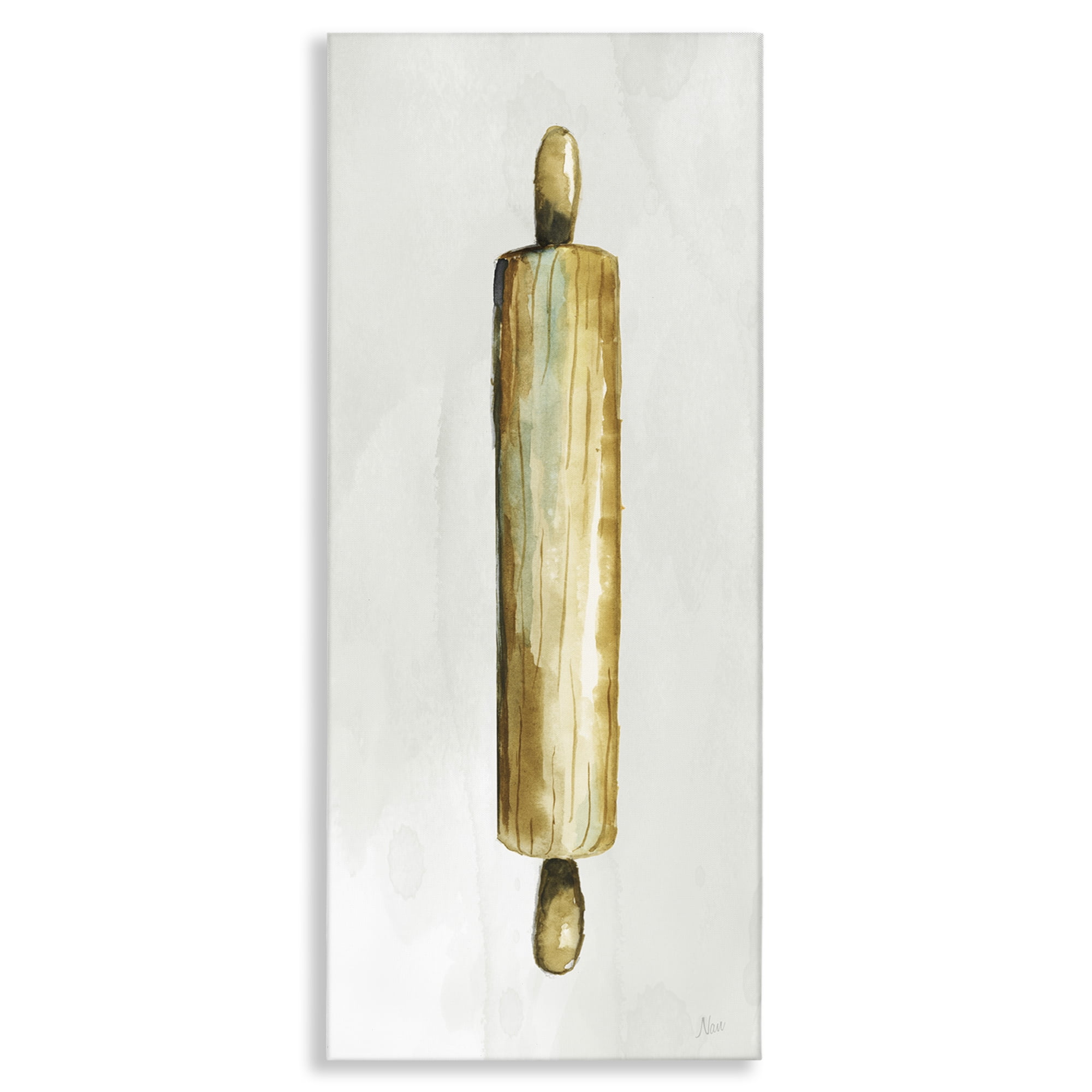 Stupell Industries Rustic Rolling Pin Food & Beverage Painting Wrapped Canvas Art Print Wall Art, 10 x 24