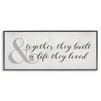 Stupell Industries Rustic Romance with Ampersand Typography Painting Black Framed Art Print Wall Art, 24 x 10