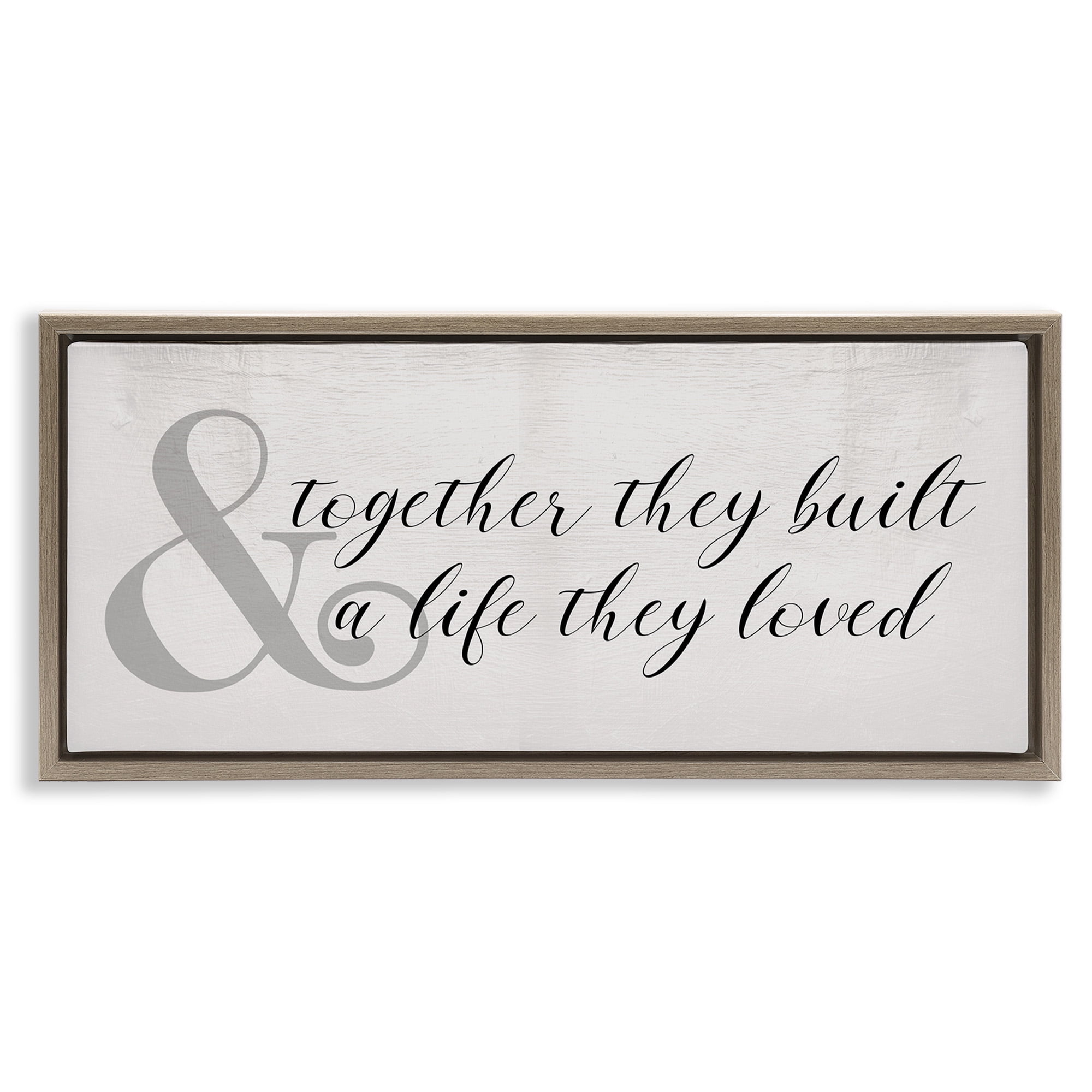 Stupell Industries Rustic Romance with Ampersand Typography Painting Brown Floater Framed Canvas Art Print Wall Art, 31 x 14
