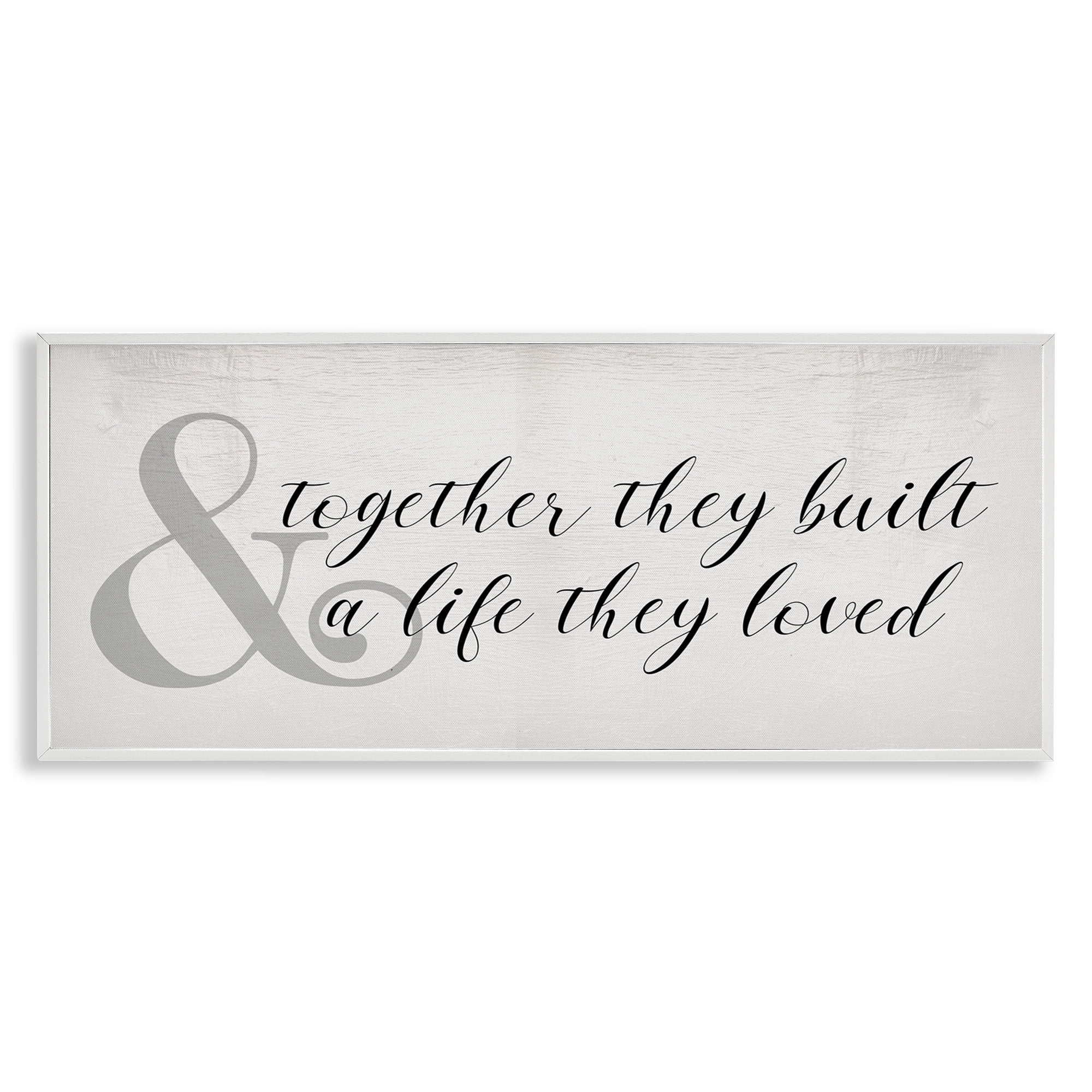 Stupell Industries Rustic Romance with Ampersand Typography Painting White Framed Art Print Wall Art, 24 x 10