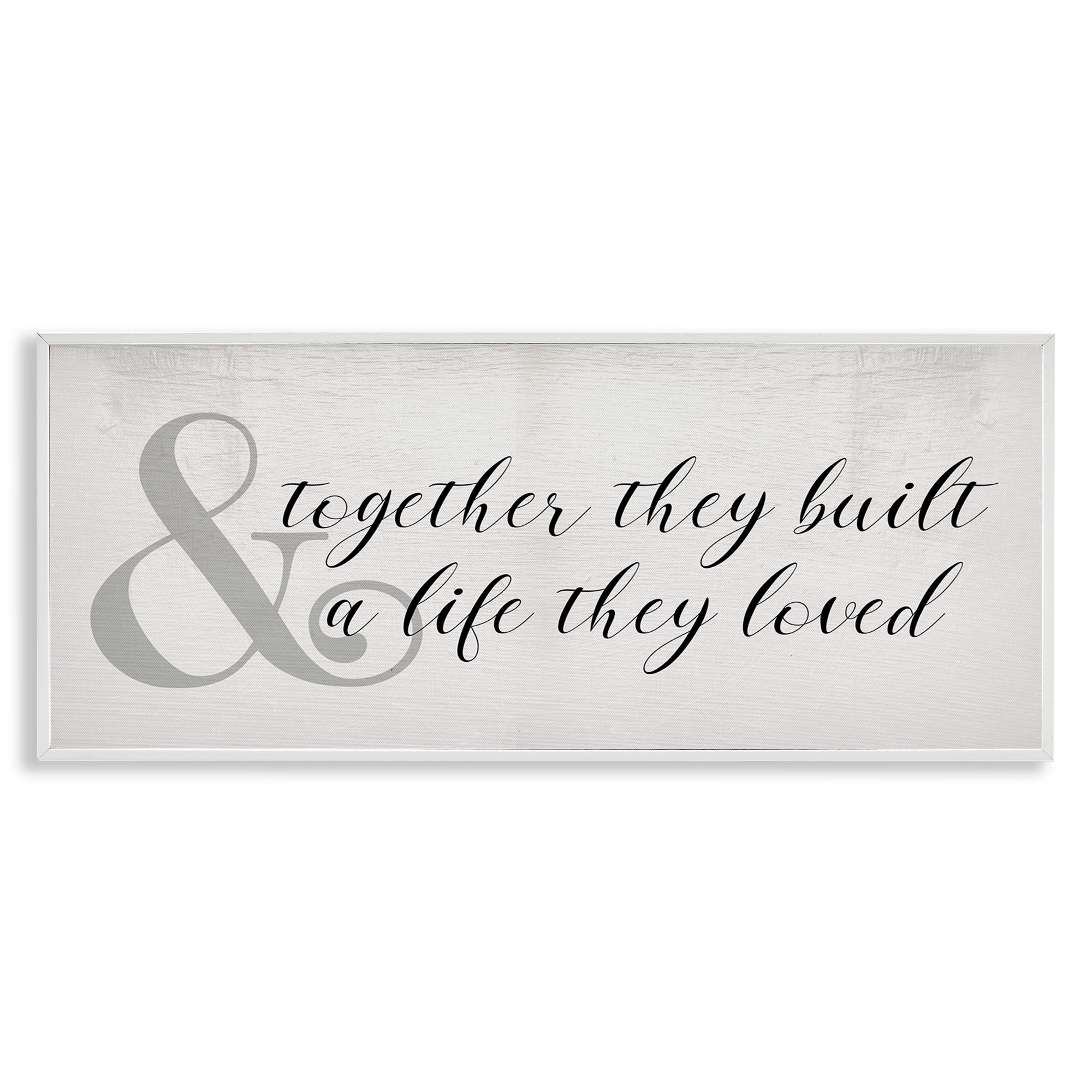 Stupell Industries Rustic Romance with Ampersand Typography Painting White Framed Art Print Wall Art, 30 x 13