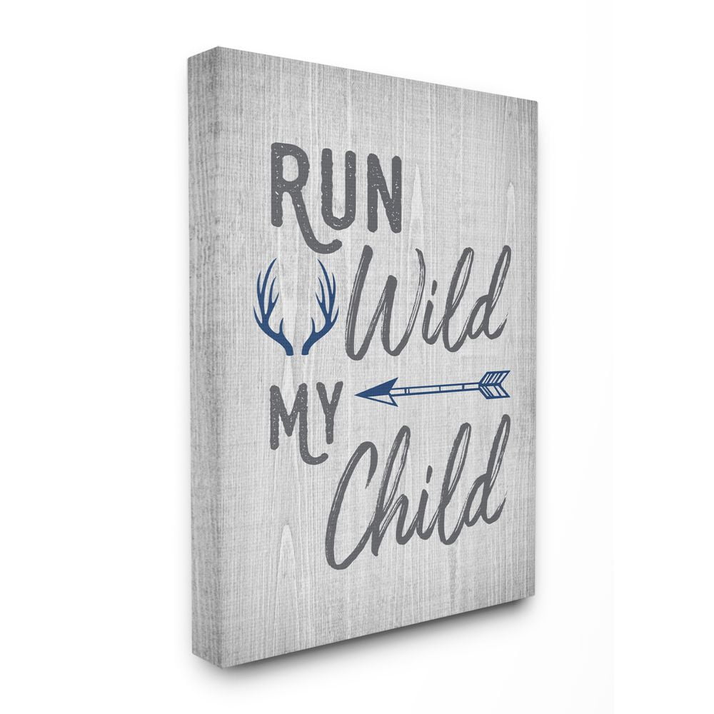 Stupell Industries Rustic Run Wild My Child Quote Arrows and Antlers Canvas Wall Art Design by Ashley Calhoun