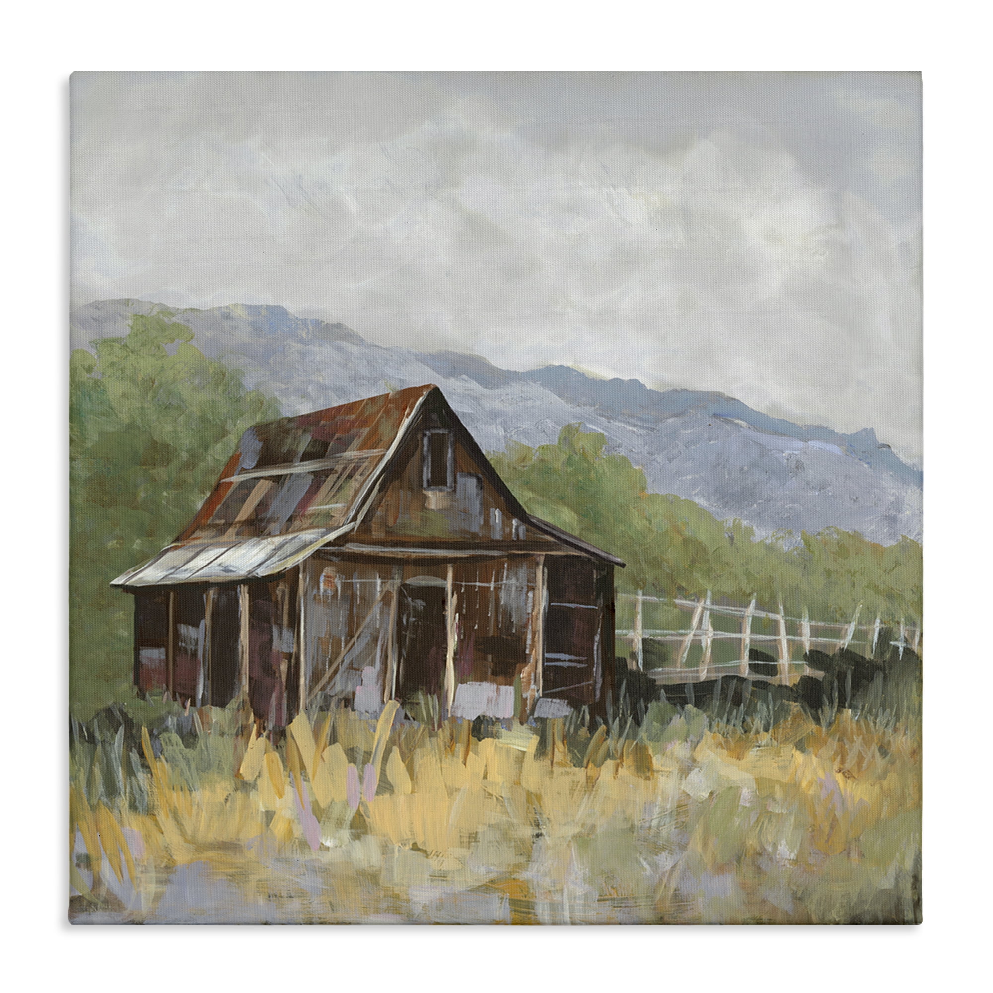 Stupell Industries Rustic Rural Lodge Landscape & Nature Painting Wrapped Canvas Art Print Wall Art, 24 x 24