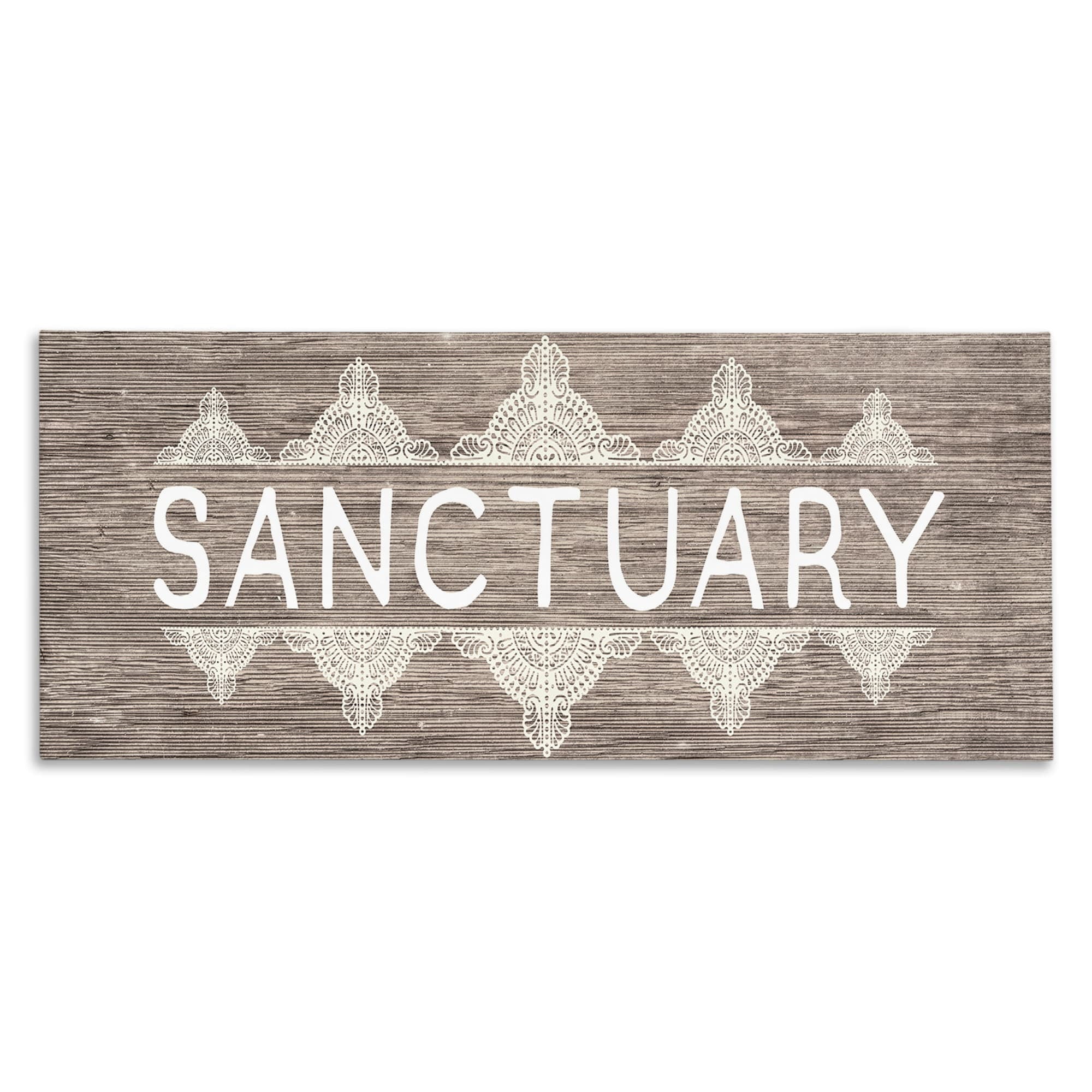 Stupell Industries Rustic Sanctuary Text with Paisley Country Pattern Canvas Wall Art by Daphne Polselli