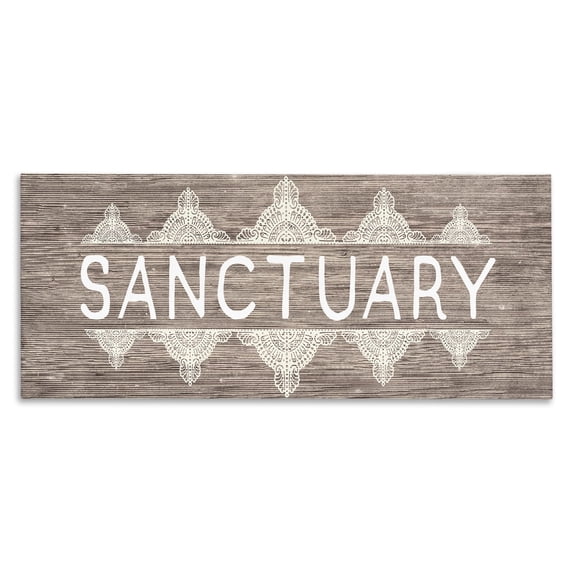 Stupell Industries Rustic Sanctuary Text with Paisley Country Pattern Canvas Wall Art by Daphne Polselli