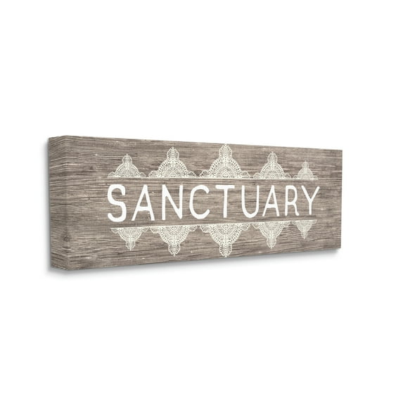 Stupell Industries Rustic Sanctuary Text with Paisley Country Pattern Canvas Wall Art by Daphne Polselli
