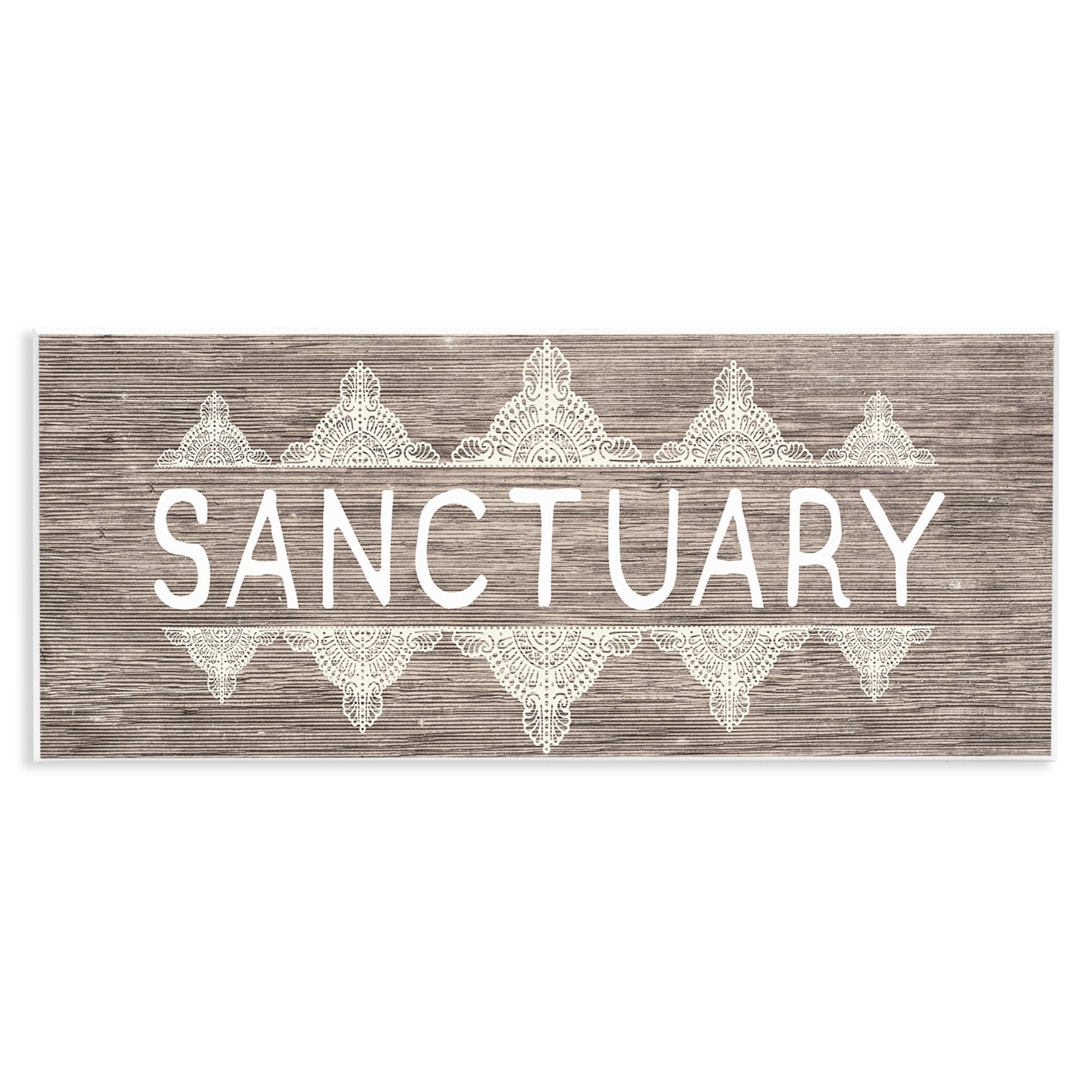 Stupell Industries Rustic Sanctuary Text with Paisley Country Pattern Wall Plaque by Daphne Polselli