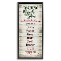 Stupell Industries Rustic Santa's Reindeer Holiday Painting Black Floater Framed Canvas Art Prints Wall Art, 11 x 25