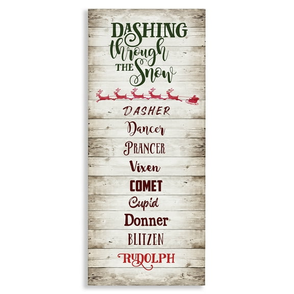 Stupell Industries Rustic Santa's Reindeer Holiday Painting Gallery Wrapped Canvas Art Prints Wall Art, 10 x 24