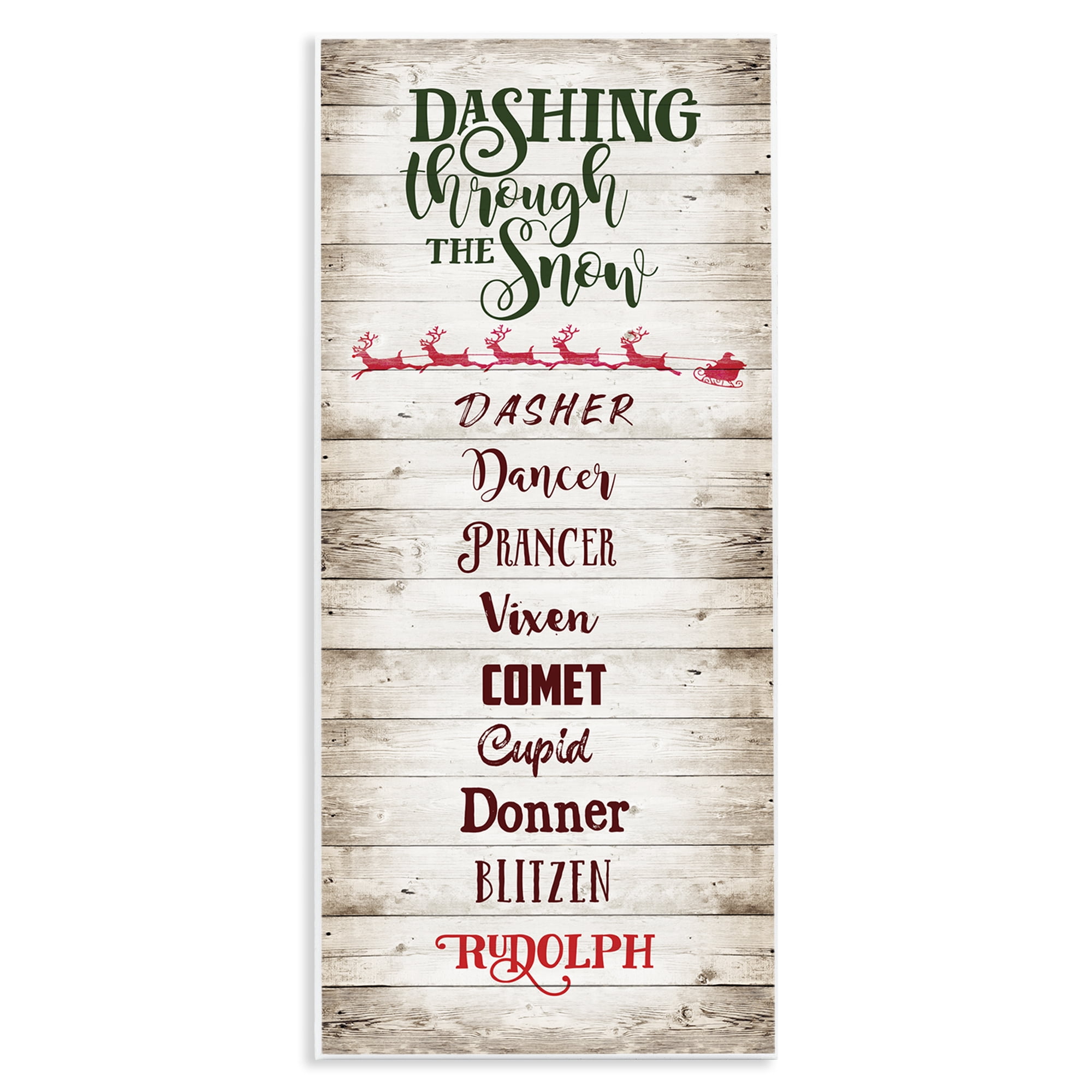 Stupell Industries Rustic Santa's Reindeer Holiday Painting Unframed Art Prints Wall Art, 7 x 17