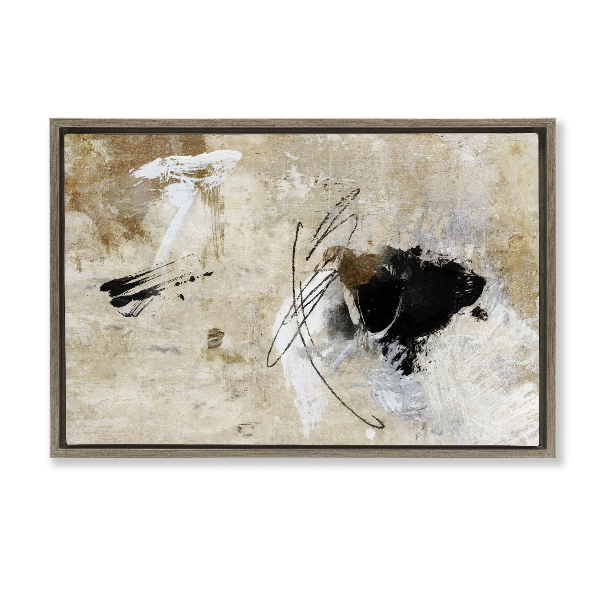 Stupell Industries Rustic Scribble Abstraction Abstract Painting Brown Floater Framed Canvas Art Print Wall Art, 25 x 17