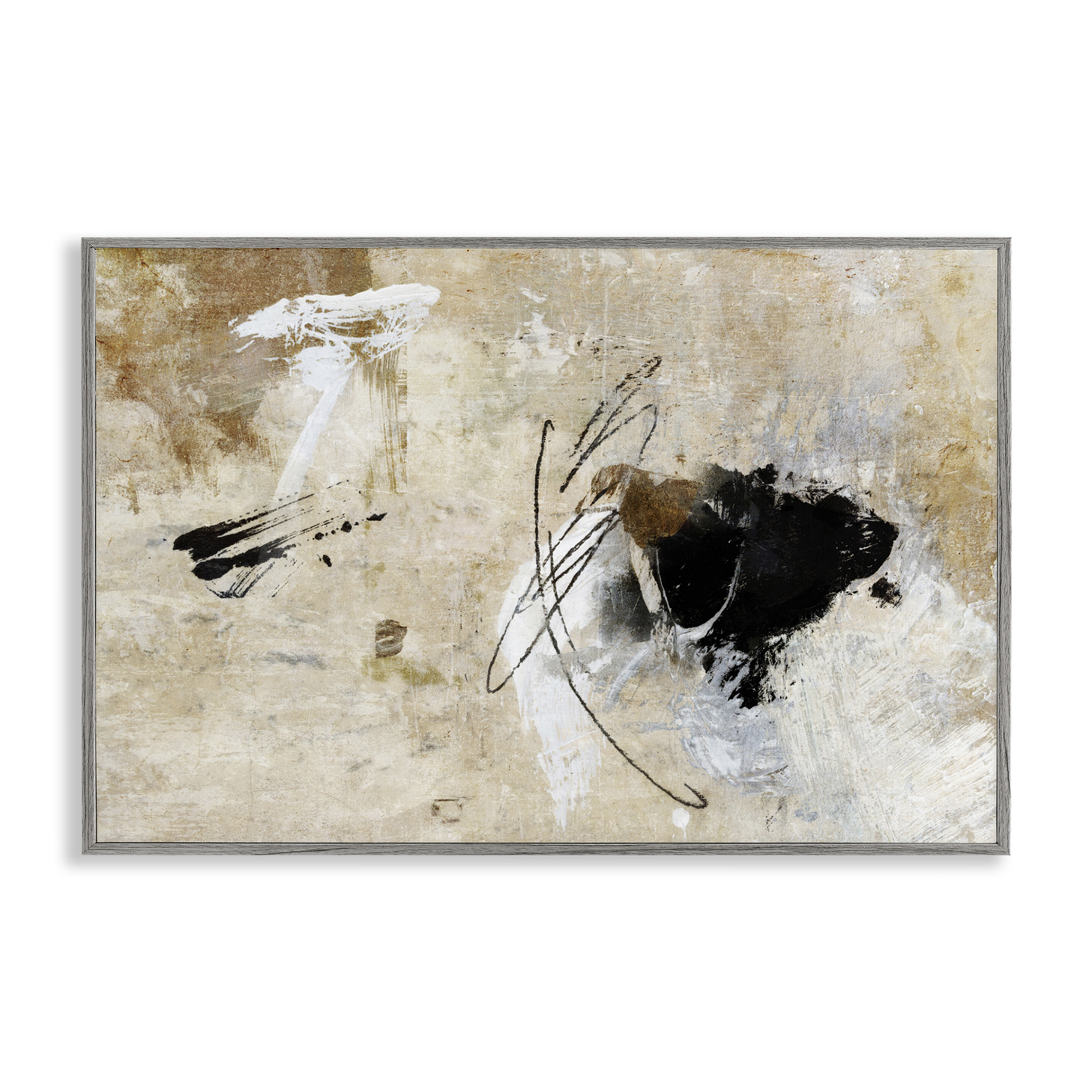 Stupell Industries Rustic Scribble Abstraction Abstract Painting Gray Framed Art Print Wall Art, 30 x 20