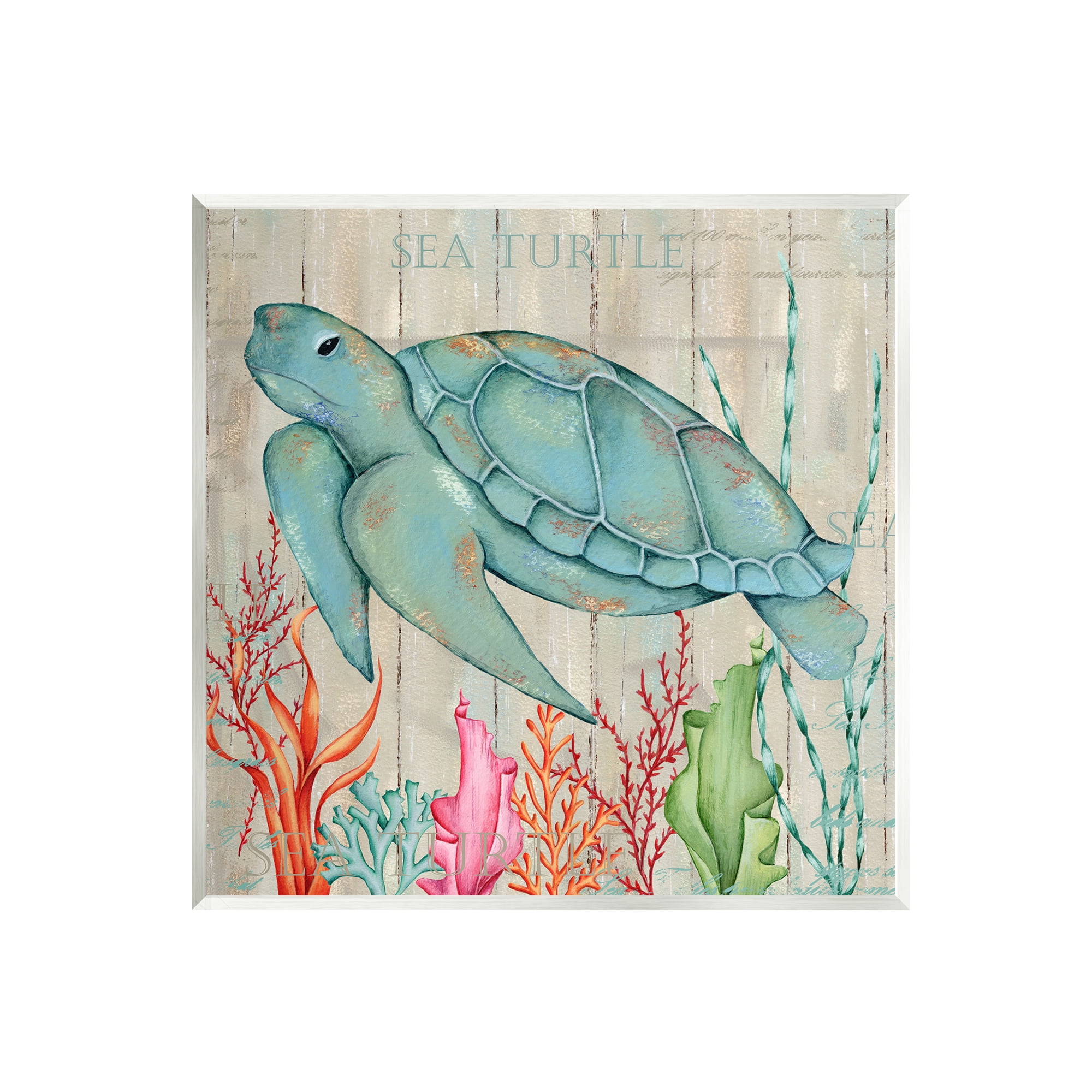 Stupell Industries Rustic Sea Turtle Animal Animals & Insects Painting Unframed Art Print Wall Art, 12 x 12