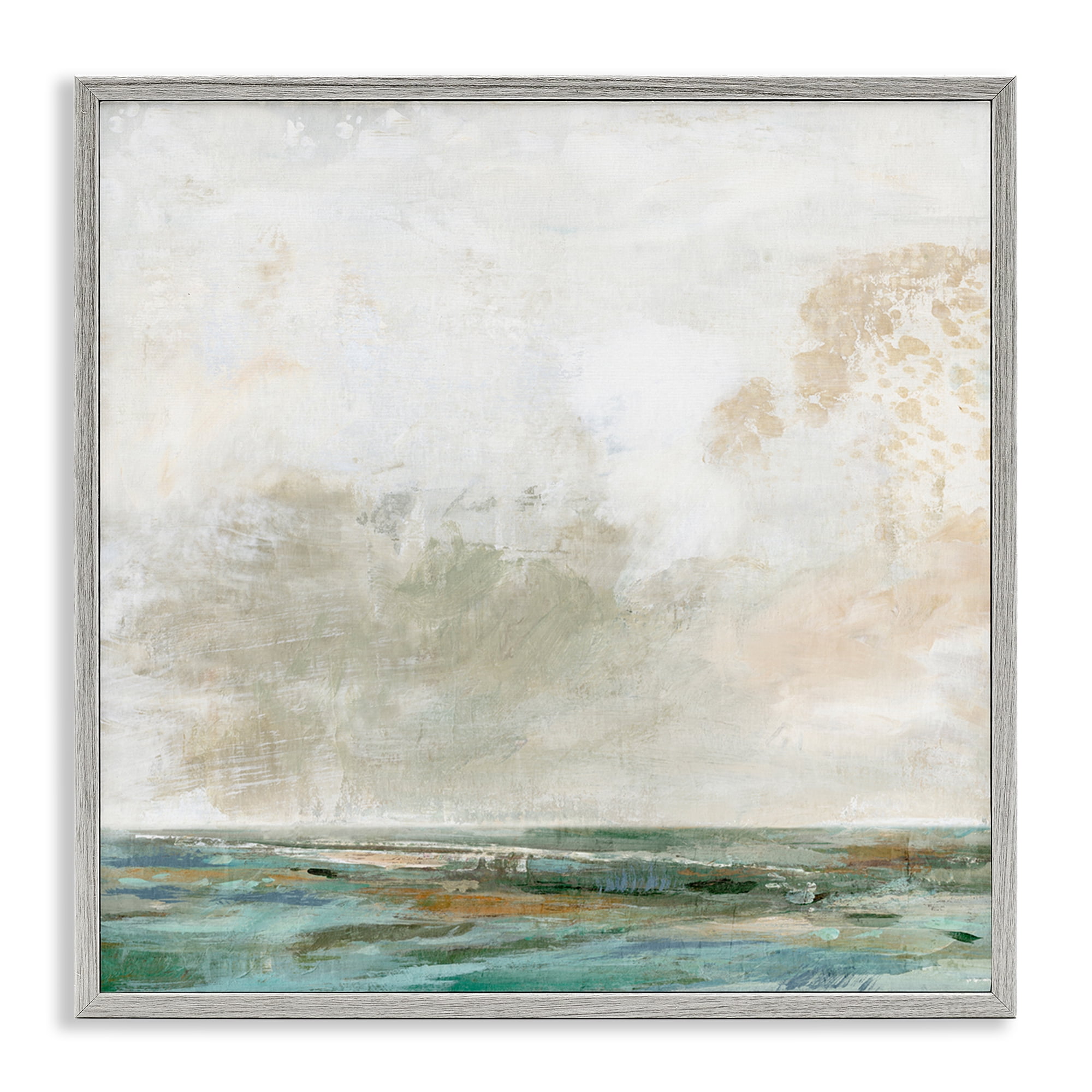 Stupell Industries Rustic Seascape Neutrals Abstract Painting Gray Framed Art Print Wall Art, 17 x 17