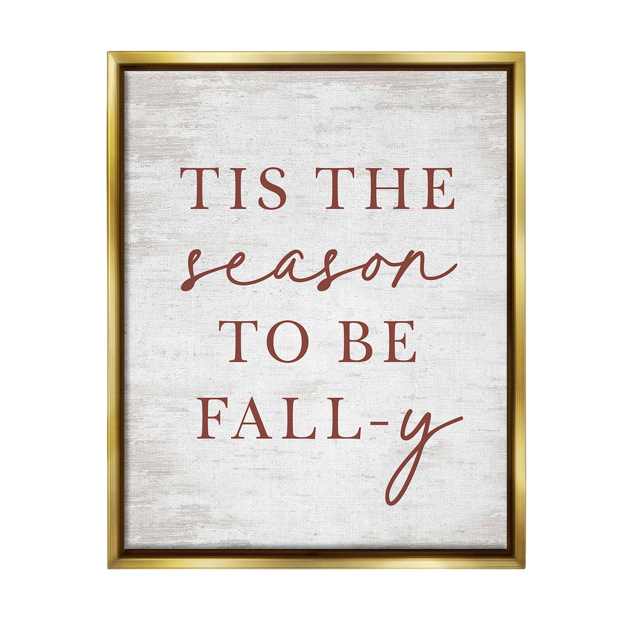 Stupell Industries Rustic Seasonal Fall Holiday Painting Gold Floater Framed Canvas Art Print Wall Art, 25 x 31