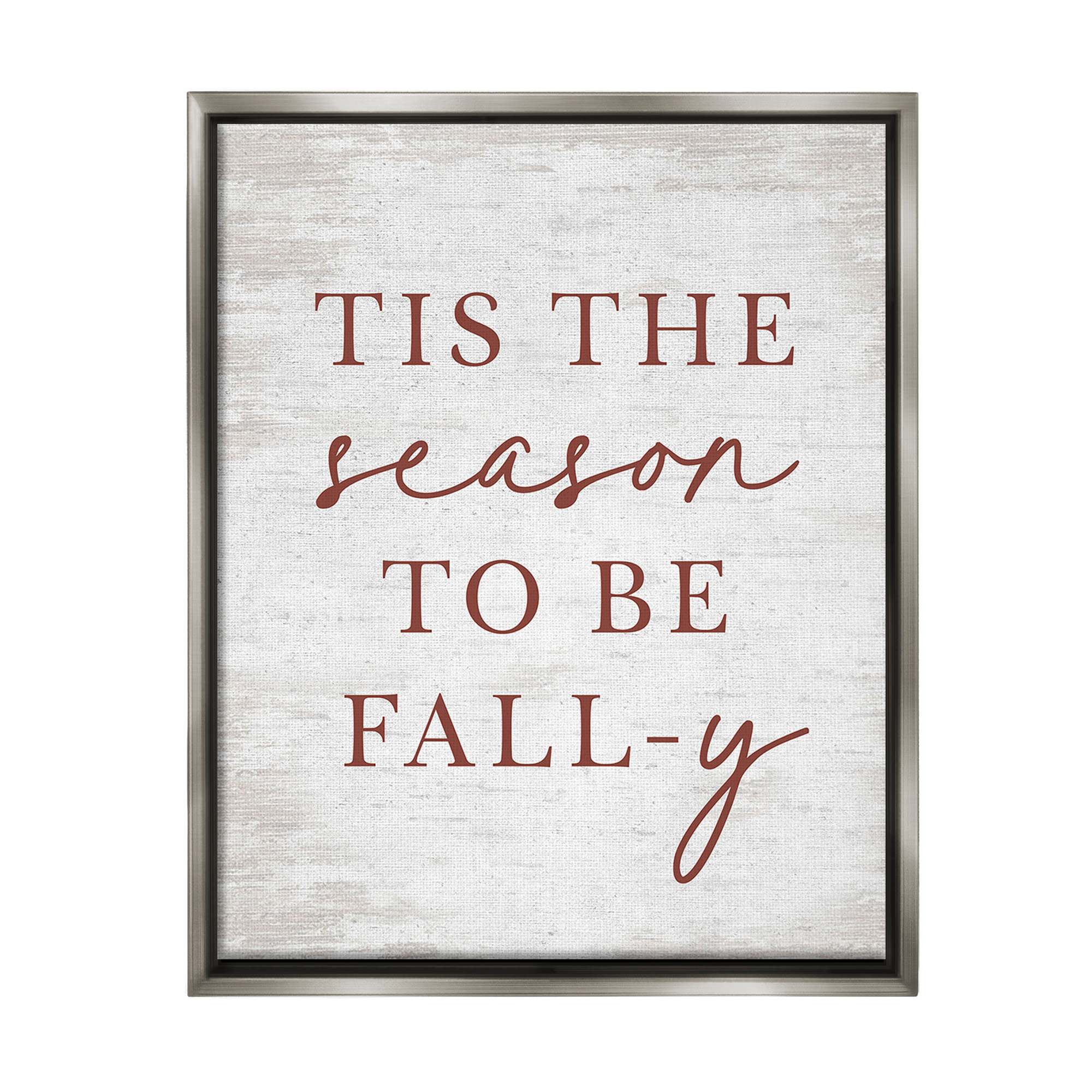 Stupell Industries Rustic Seasonal Fall Holiday Painting Gray Floater Framed Canvas Art Print Wall Art, 17 x 21