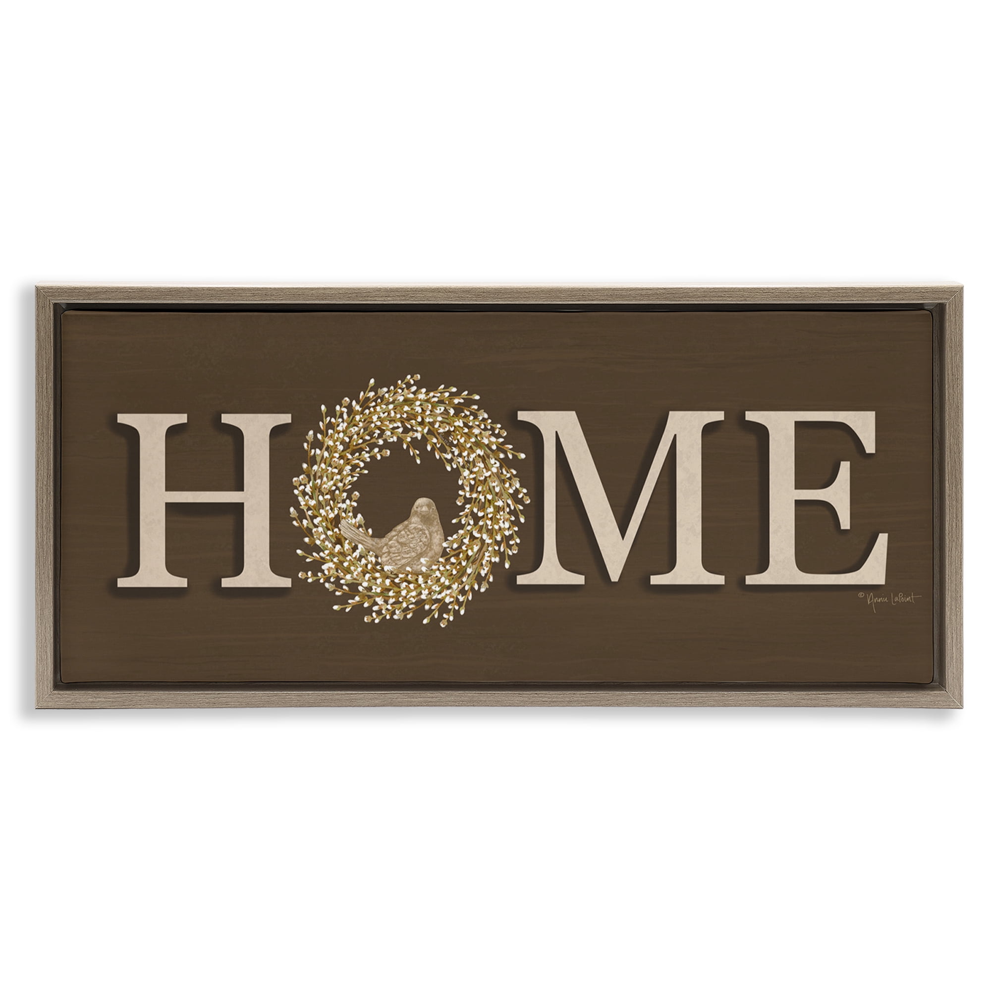 Stupell Industries Rustic Seasonal Home Typography Painting Brown Floater Framed Canvas Art Print Wall Art, 25 x 11