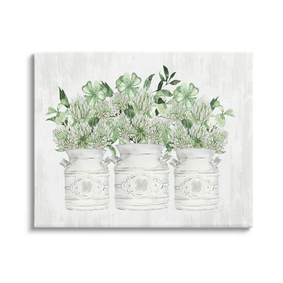 Stupell Industries Rustic Shamrock Bouquets Botanical & Floral Painting Gallery Wrapped Canvas Art Print Wall Art, 20 x 16