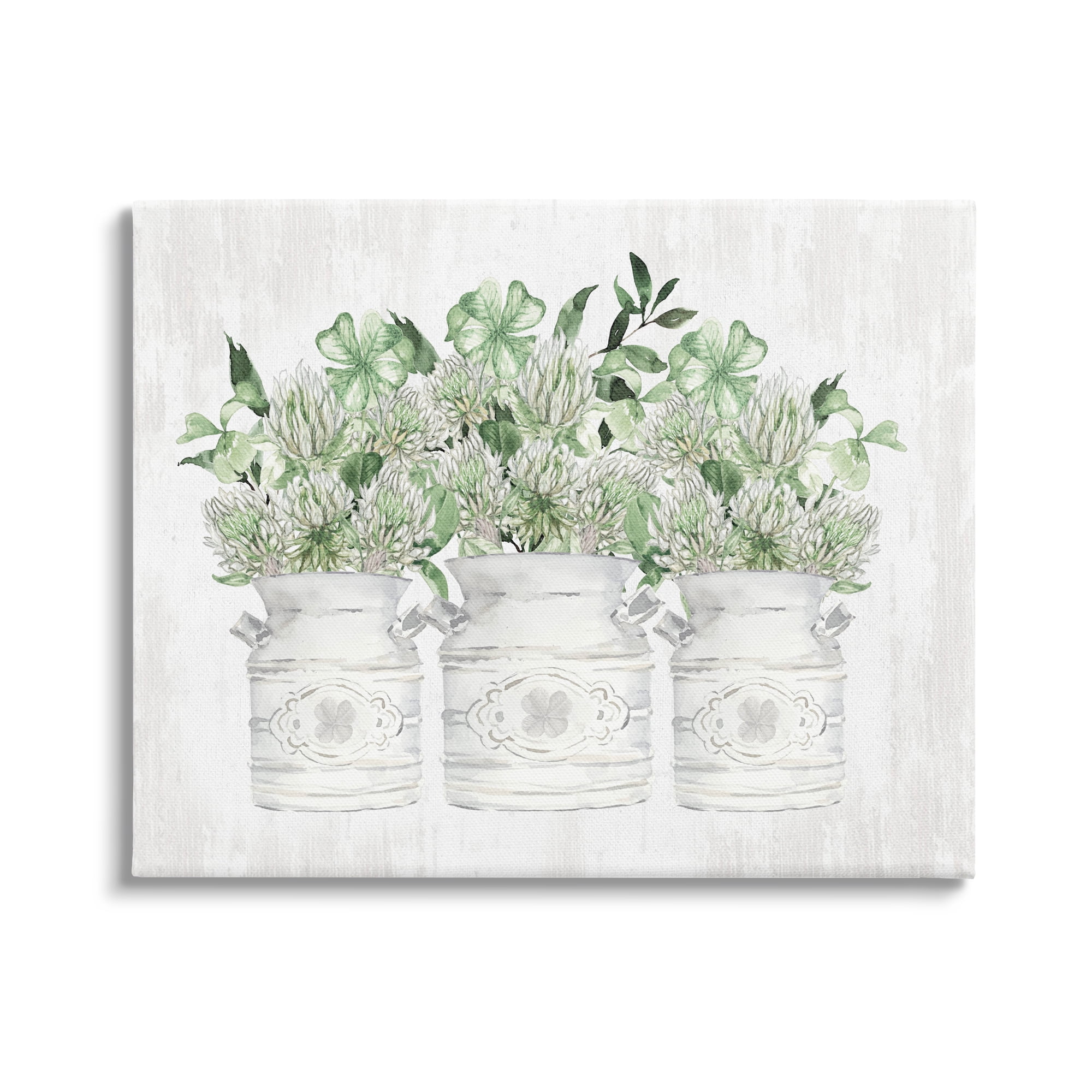 Stupell Industries Rustic Shamrock Bouquets Botanical & Floral Painting Gallery Wrapped Canvas Art Print Wall Art, 30 x 24