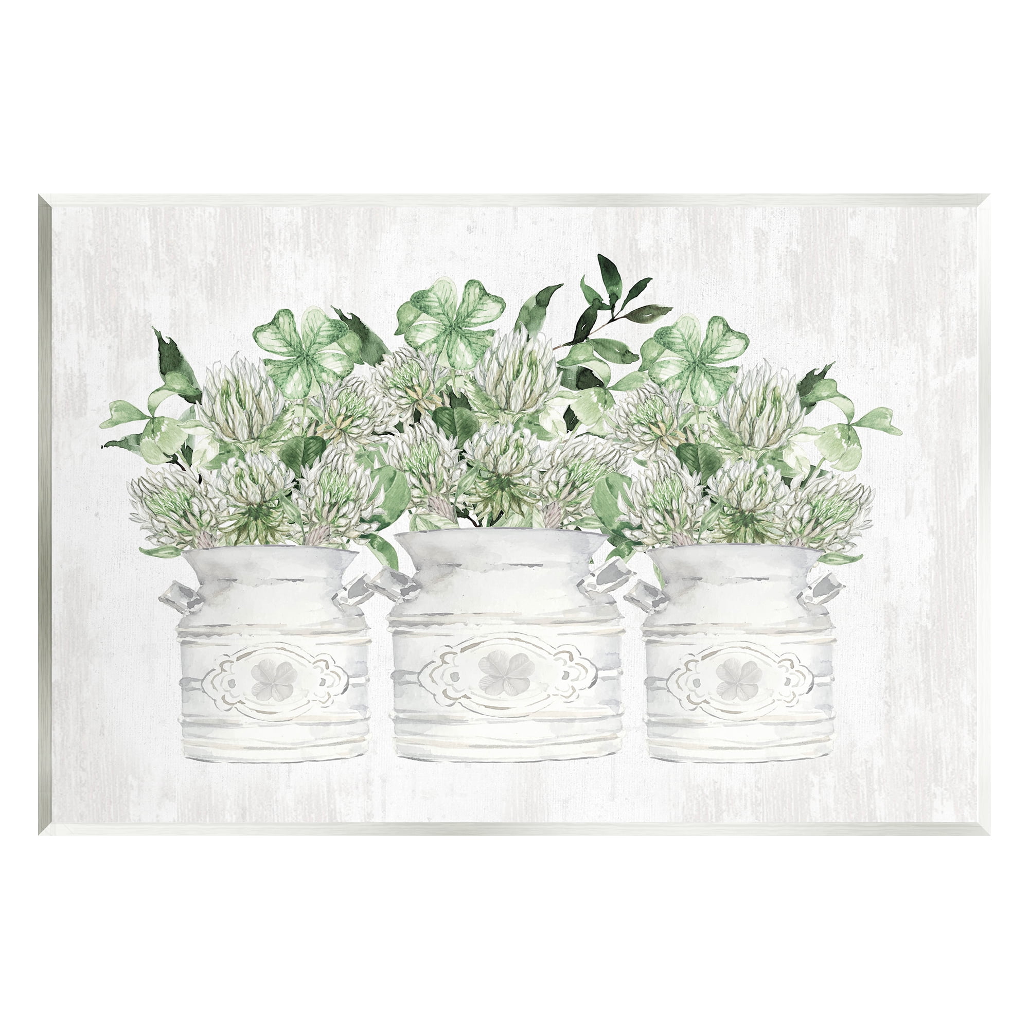 Stupell Industries Rustic Shamrock Bouquets Botanical & Floral Painting Unframed Art Print Wall Art, 19 x 13