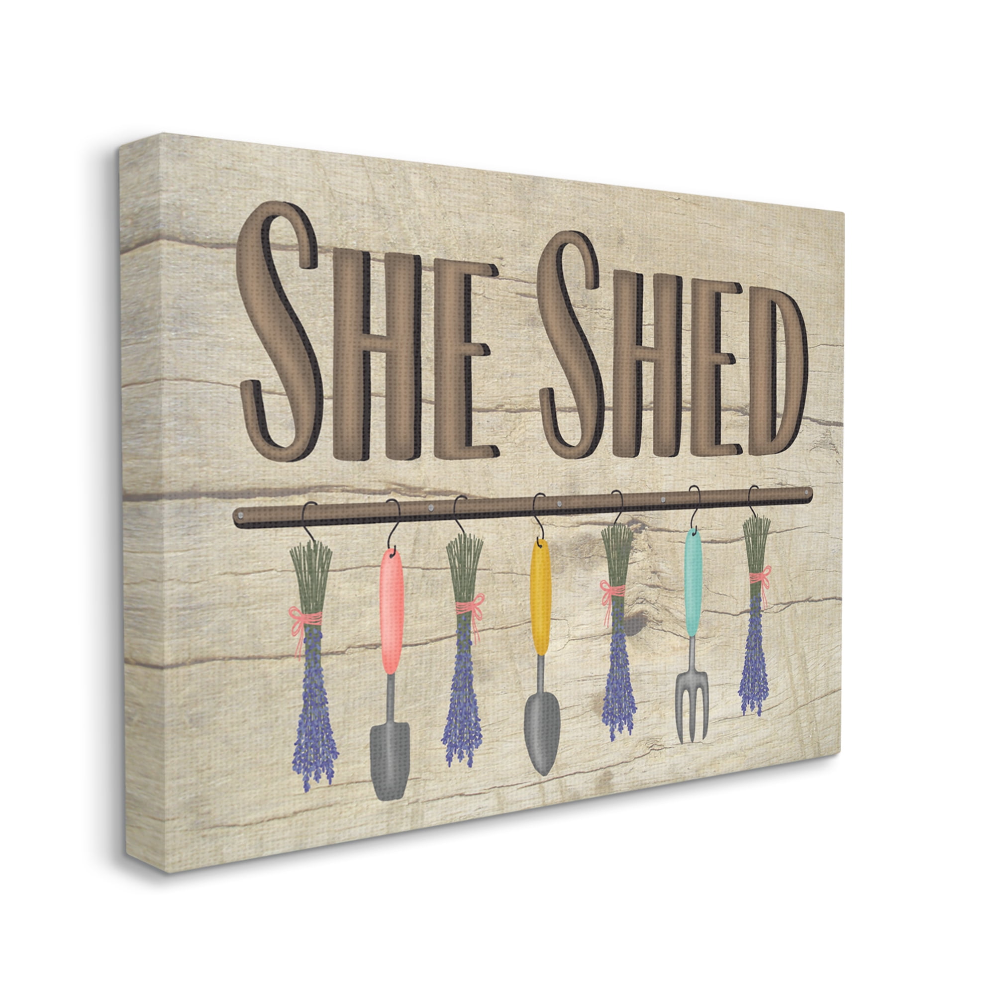 Stupell Industries Rustic She Shed Phrase Lavender Bunches Garden Tools, 16 x 20, Design by Darlene Seale