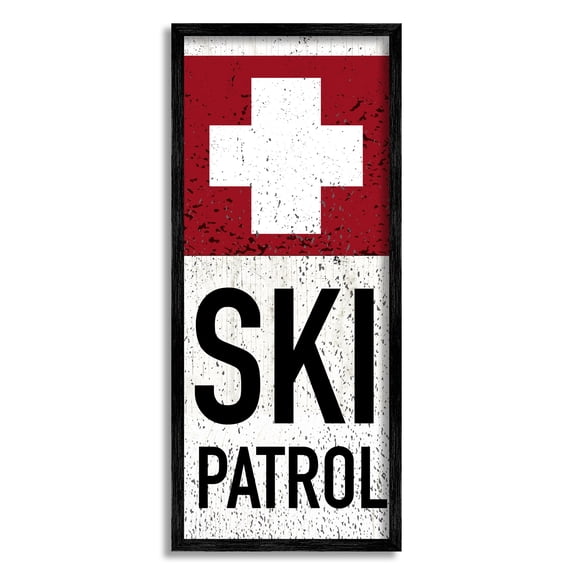 Stupell Industries Rustic Ski Patrol Winter Mountain Sport Distressed Pattern, 10 x 24, Design by Valerie Wieners