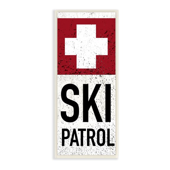 Stupell Industries Rustic Ski Patrol Winter Mountain Sport Distressed Pattern, 7 x 17, Design by Valerie Wieners