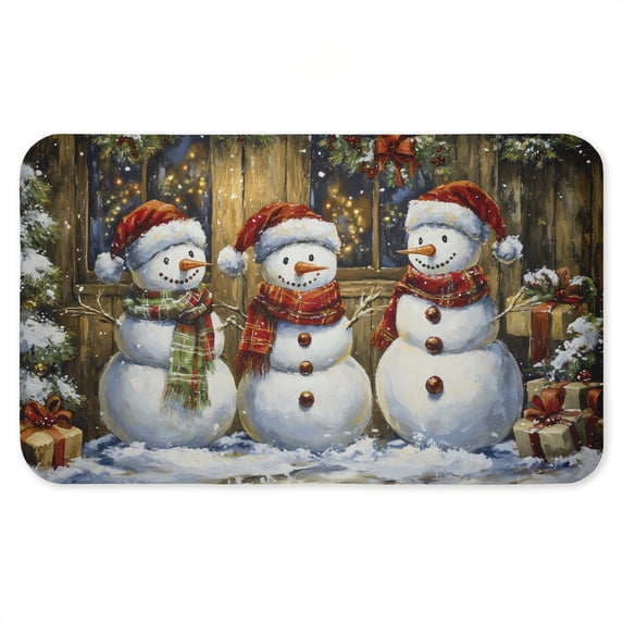 Stupell Industries Rustic Snowman Trio Printed Anti-Fatigue Floor Mat, design by Creative Studio, 30"x18"