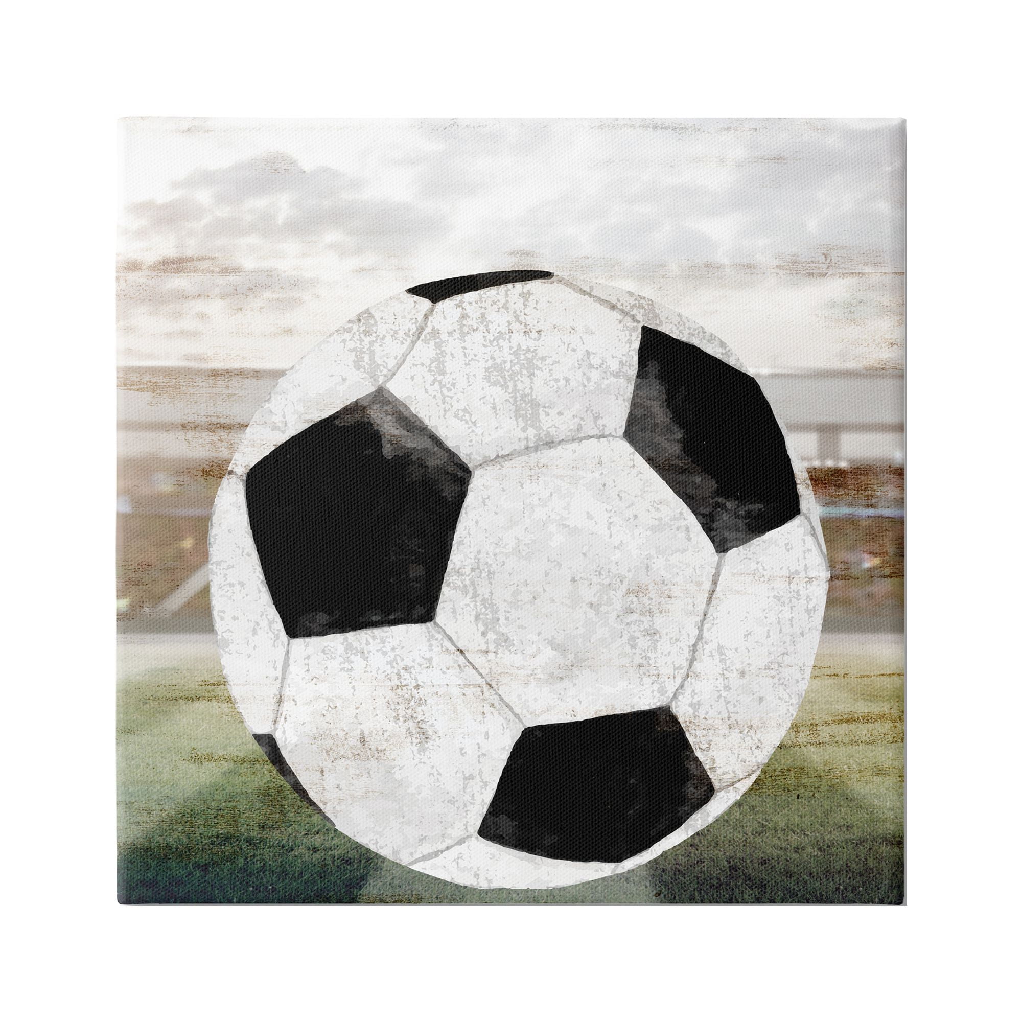 Stupell Industries Rustic Soccer Ball Field Abstract Painting Gallery Wrapped Canvas Art Print Wall Art, 24 x 24