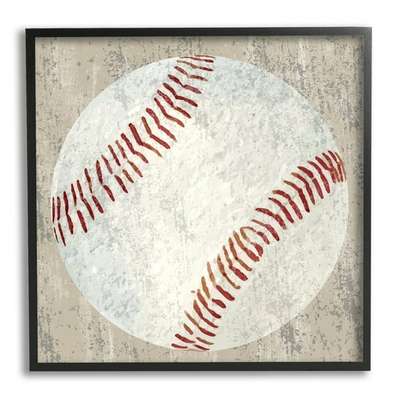 Stupell Industries Rustic Sports Baseball Abstract Painting Black Framed Art Print Wall Art, 17 x 17