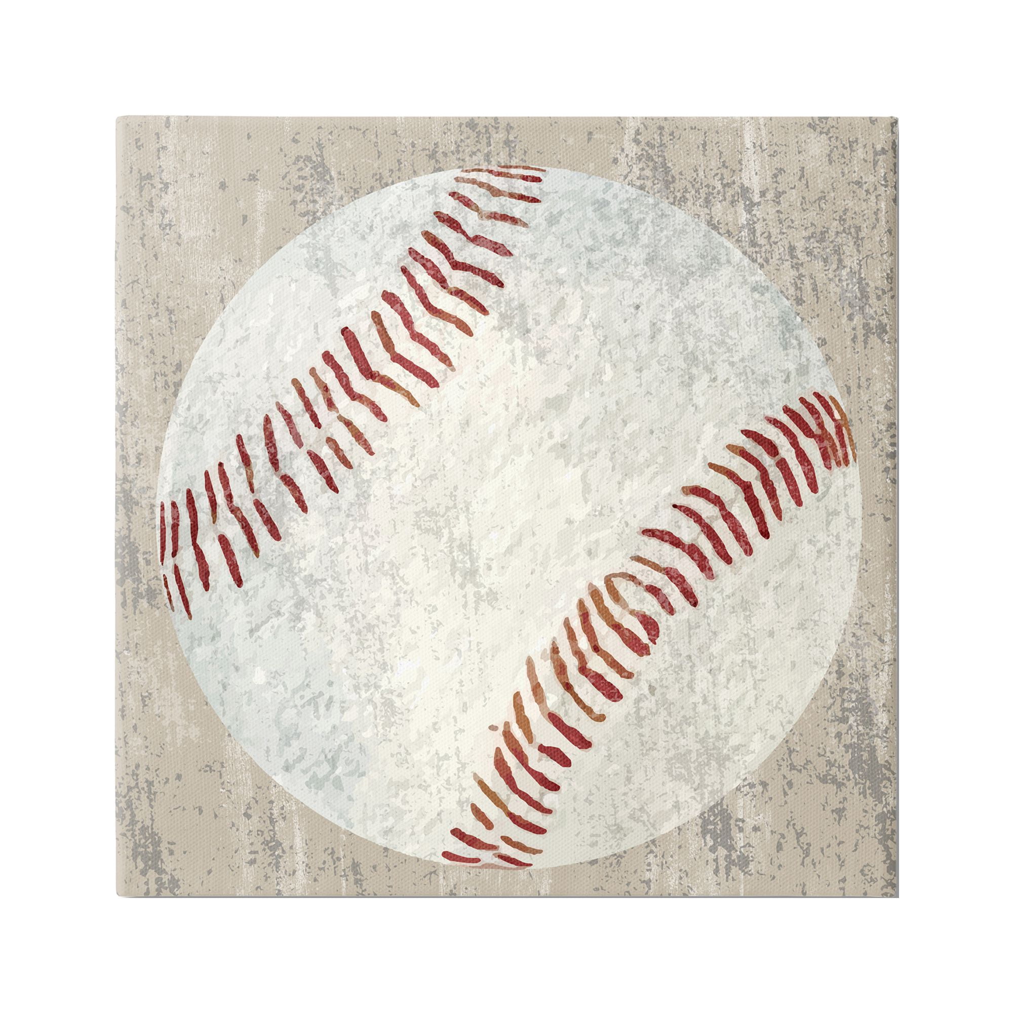 Stupell Industries Rustic Sports Baseball Abstract Painting Gallery Wrapped Canvas Art Print Wall Art, 30 x 30