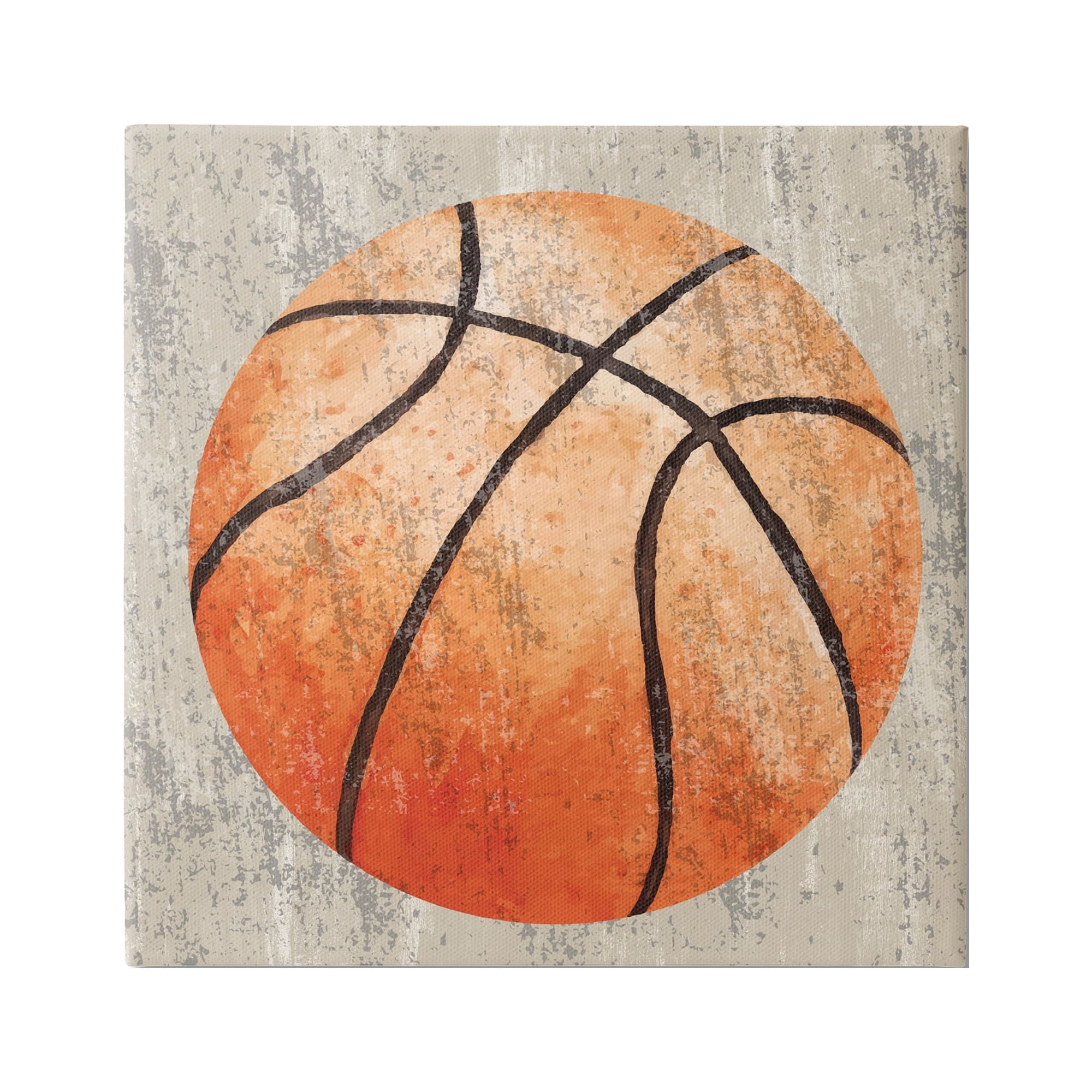 Stupell Industries Rustic Sports Basketball Abstract Painting Gallery Wrapped Canvas Art Print Wall Art, 30 x 30