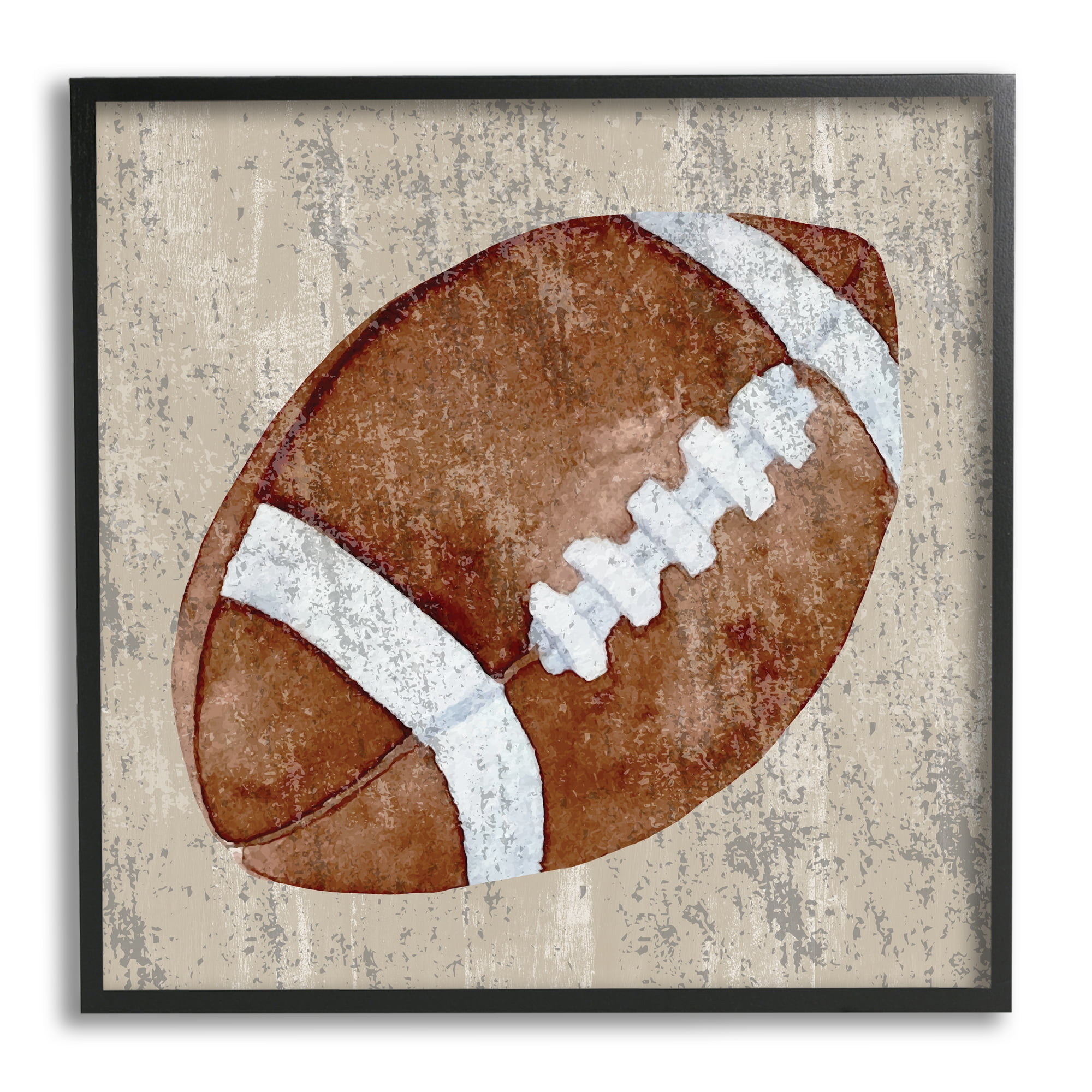 Stupell Industries Rustic Sports Football Abstract Painting Black Framed Art Print Wall Art, 12 x 12