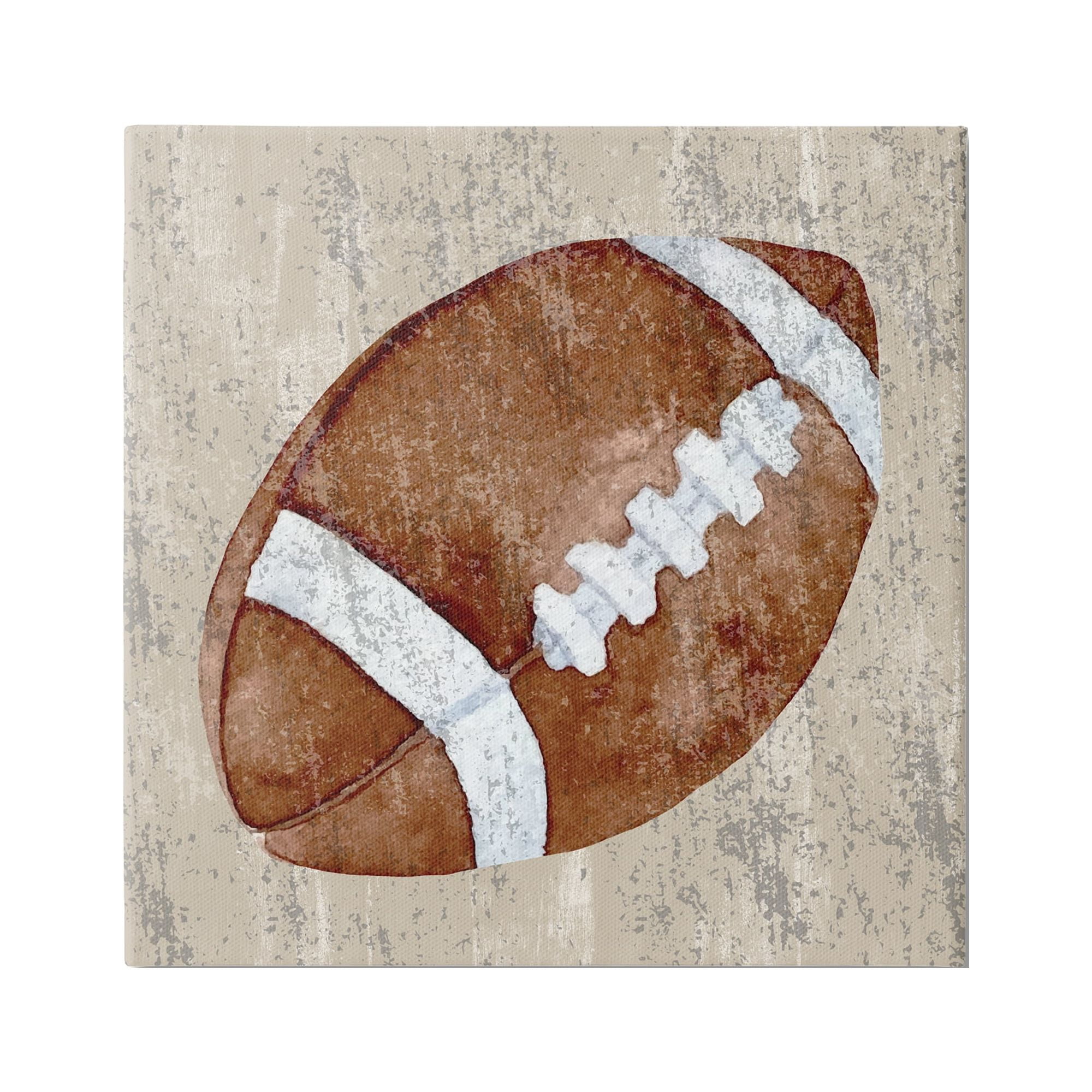Stupell Industries Rustic Sports Football Abstract Painting Gallery Wrapped Canvas Art Print Wall Art, 24 x 24