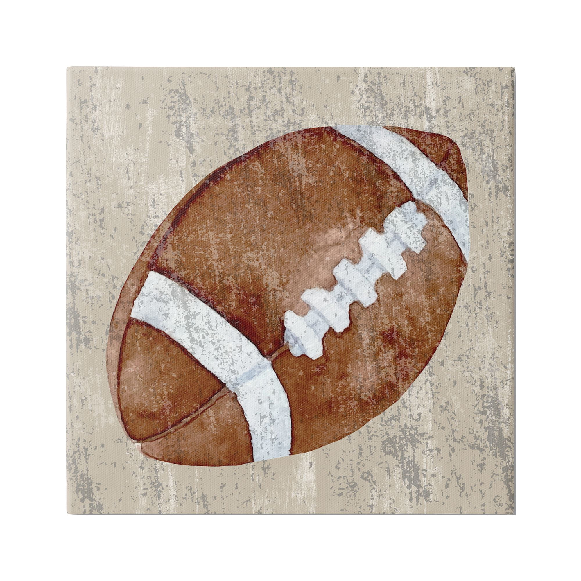 Stupell Industries Rustic Sports Football Abstract Painting Gallery Wrapped Canvas Art Print Wall Art, 36 x 36