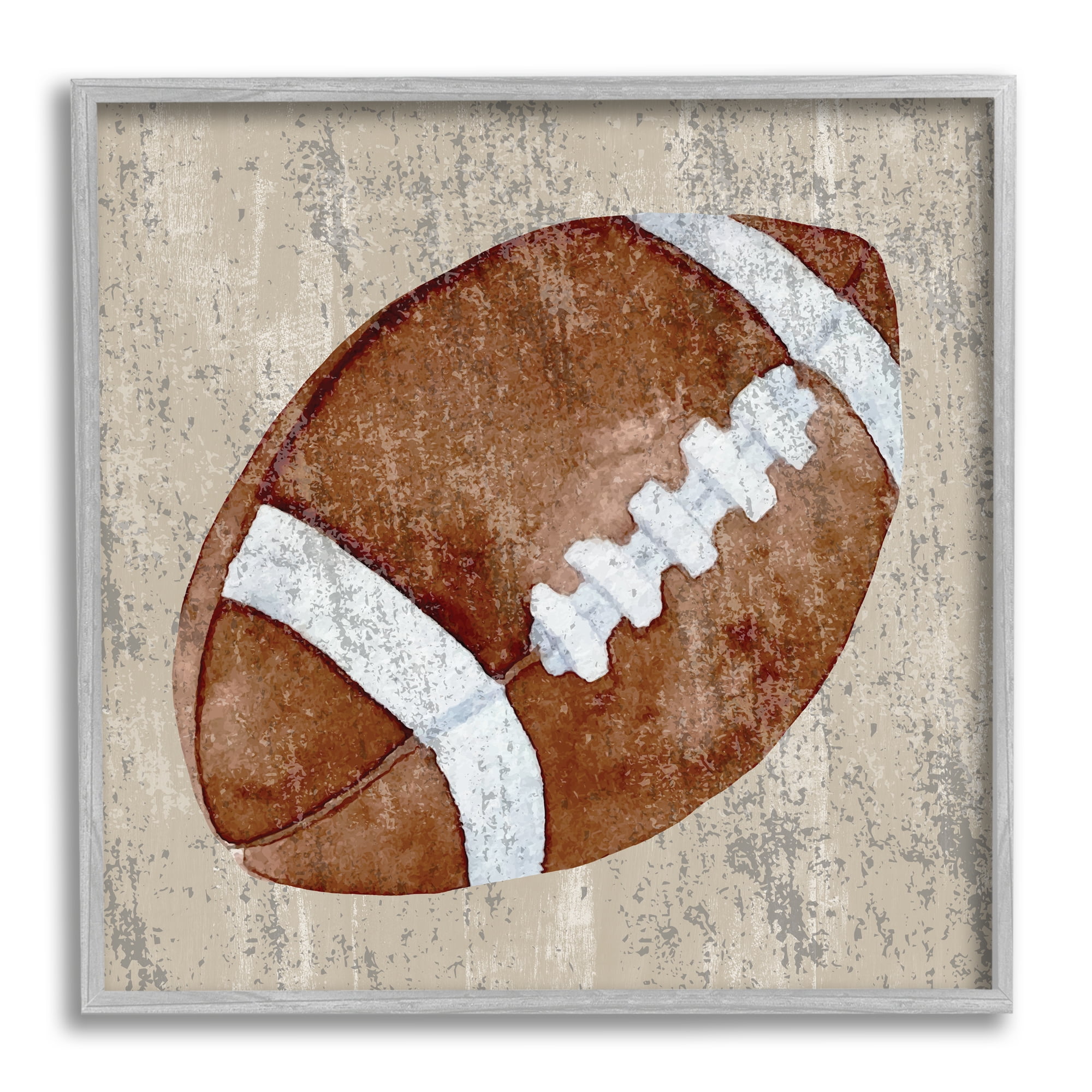 Stupell Industries Rustic Sports Football Abstract Painting Gray Framed Art Print Wall Art, 17 x 17