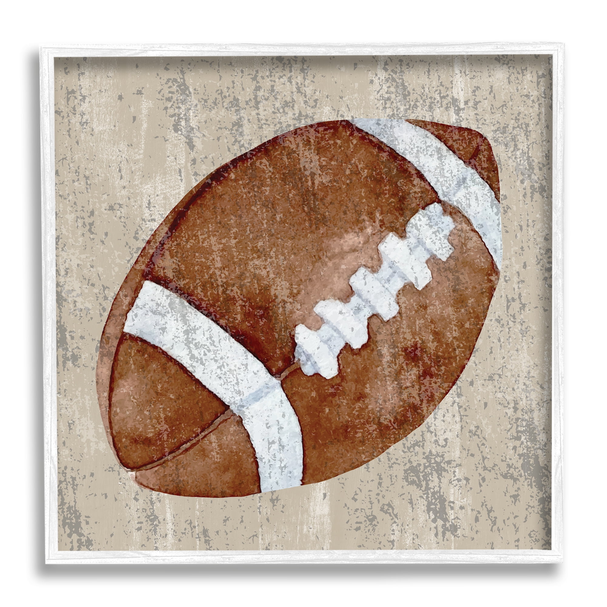 Stupell Industries Rustic Sports Football Abstract Painting White Framed Art Print Wall Art, 12 x 12