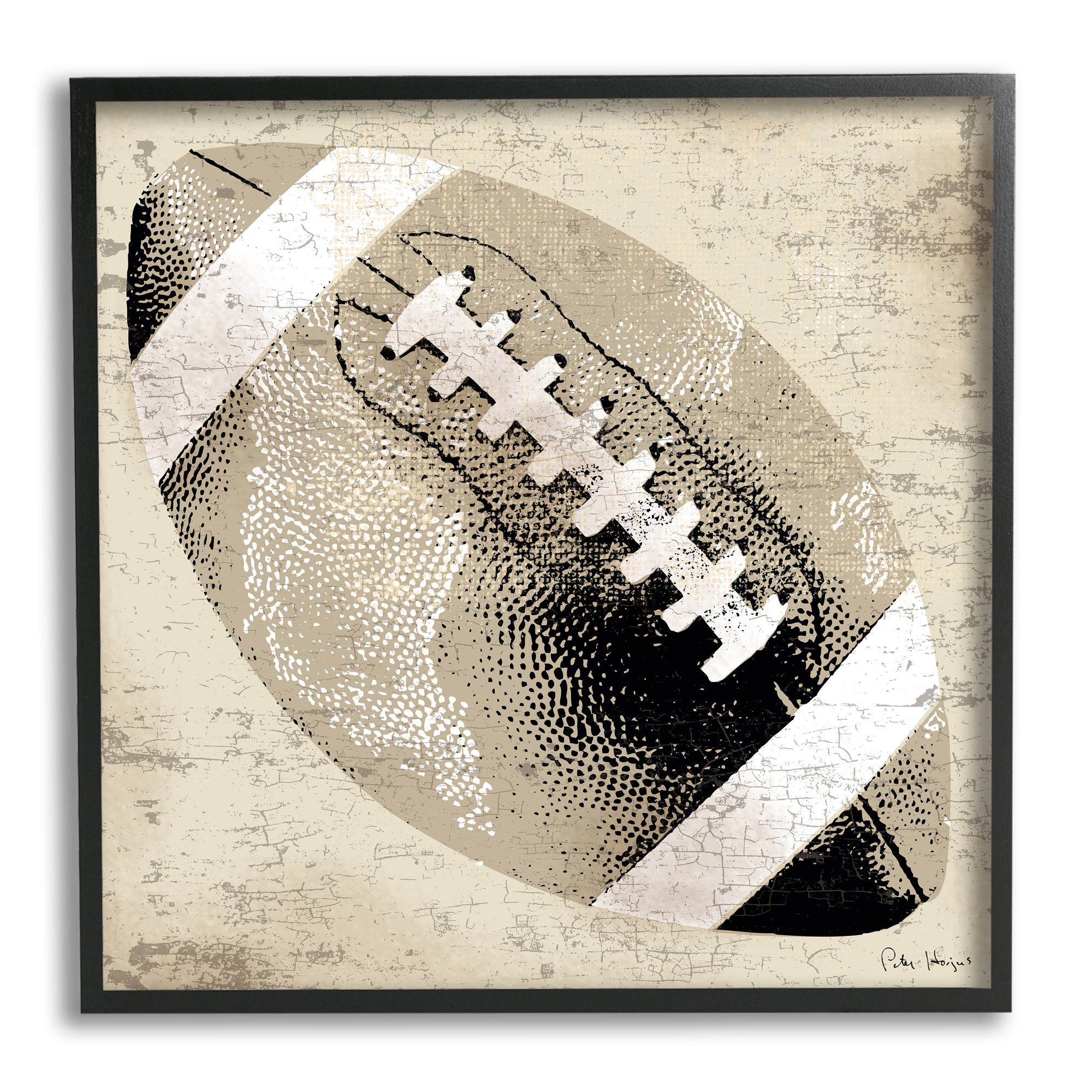 Stupell Industries Rustic Sports Football Sports Painting Black Framed Art Print Wall Art, 24 x 24
