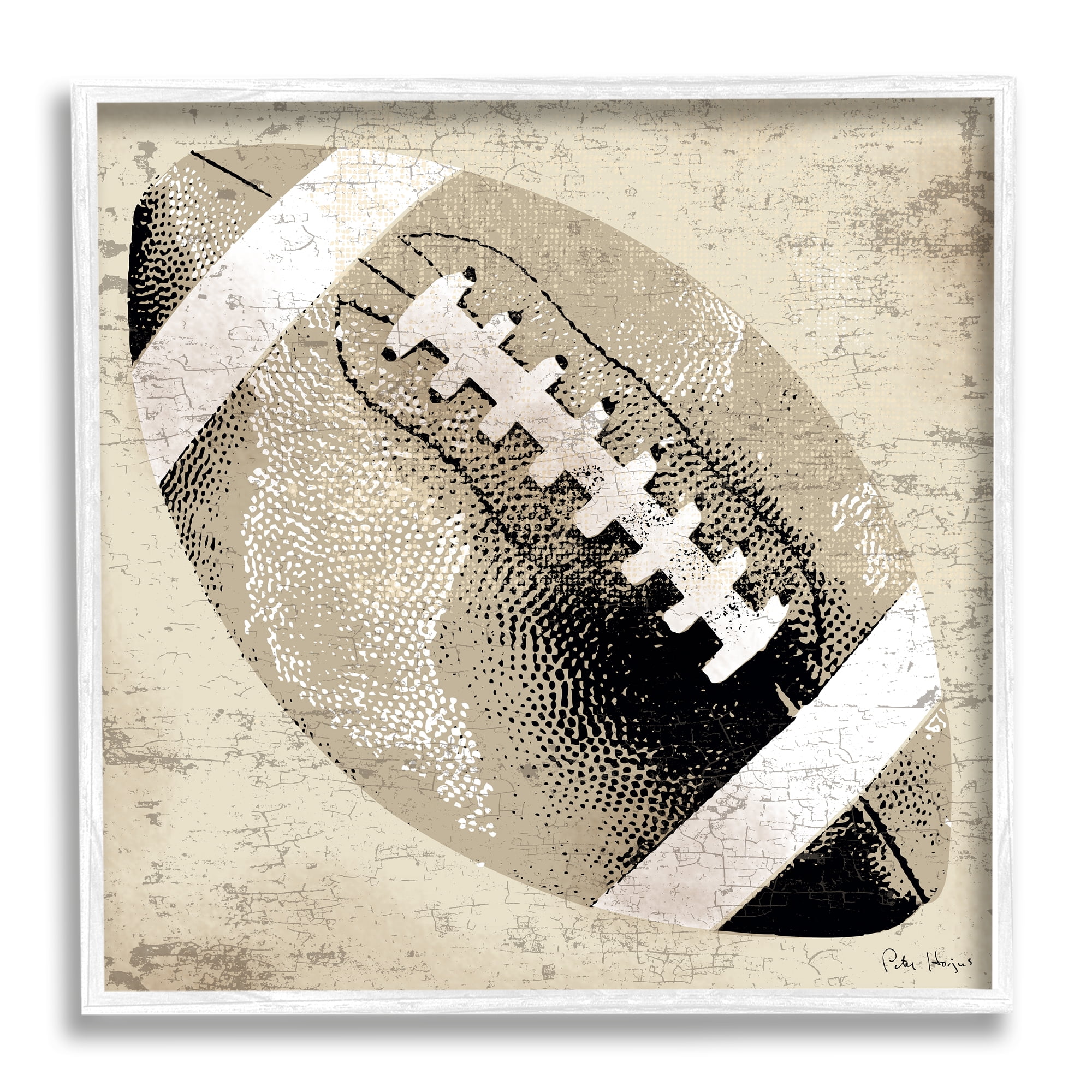 Stupell Industries Rustic Sports Football Sports Painting White Framed Art Print Wall Art, 12 x 12