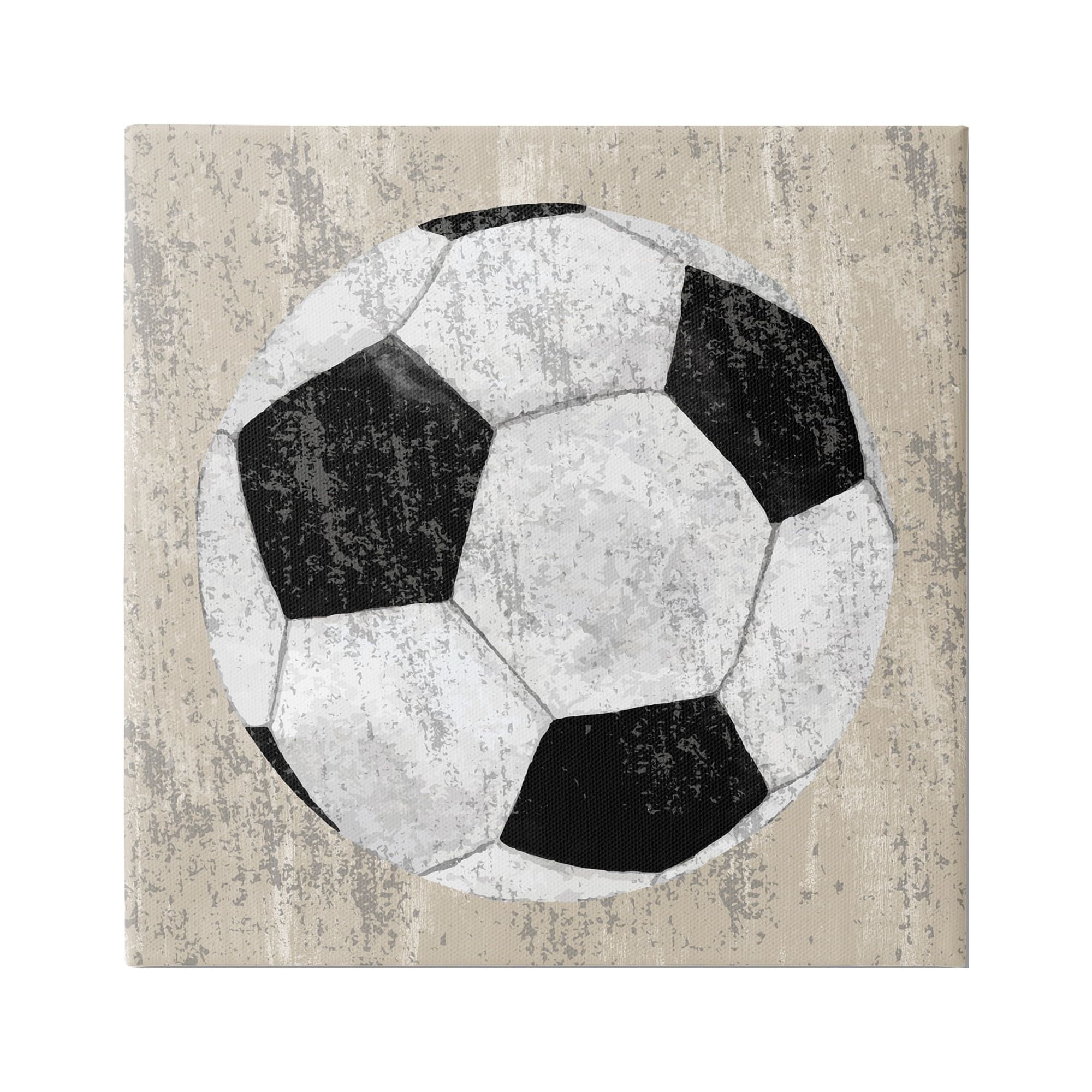 Stupell Industries Rustic Sports Soccer Ball Abstract Painting Gallery Wrapped Canvas Art Print Wall Art, 30 x 30