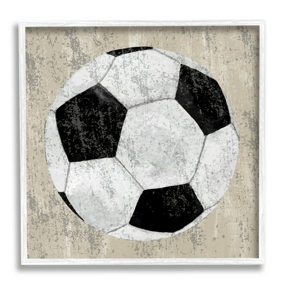 Stupell Industries Rustic Sports Soccer Ball Abstract Painting White Framed Art Print Wall Art, 17 x 17