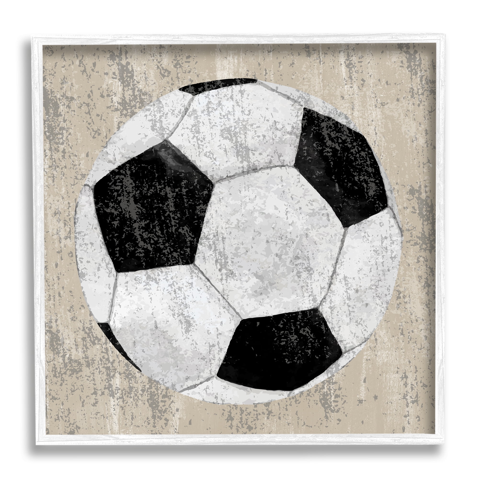 Stupell Industries Rustic Sports Soccer Ball Abstract Painting White Framed Art Print Wall Art, 24 x 24