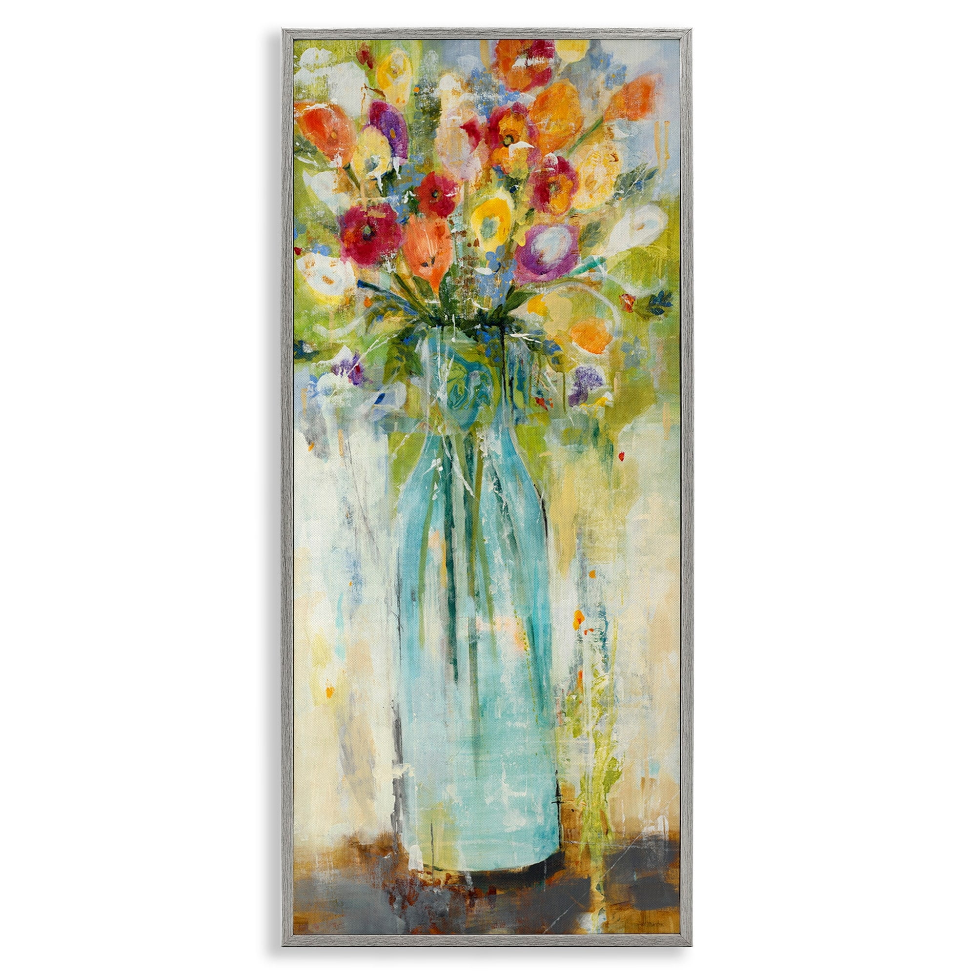 Stupell Industries Rustic Spring Bouquet Abstract Organic Shapes, 13 x 30,Design by Jill Martin