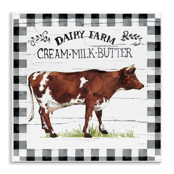 Stupell Industries Rustic Spring Cow Animals Painting Unframed Art Print Wall Art, 12 x 12