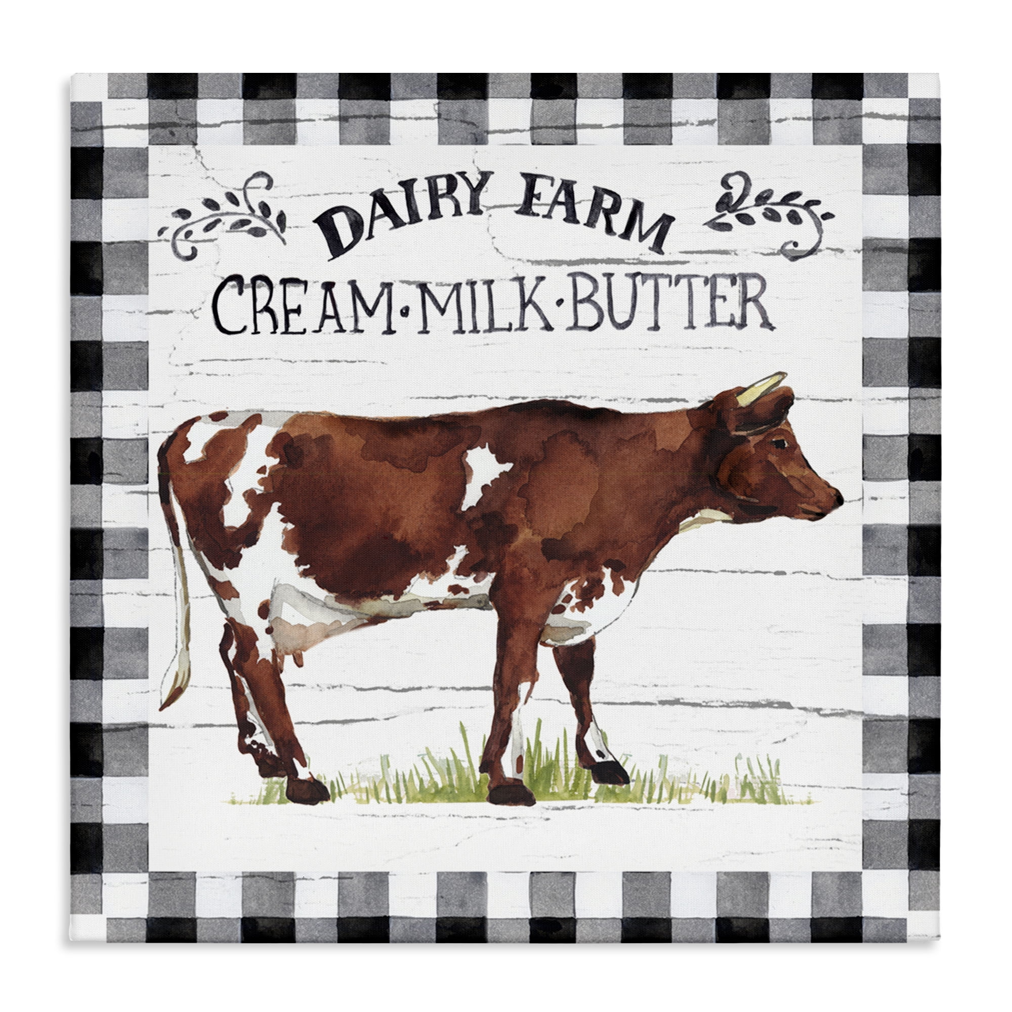 Stupell Industries Rustic Spring Cow Animals Painting Wrapped Canvas Art Print Wall Art, 30 x 30