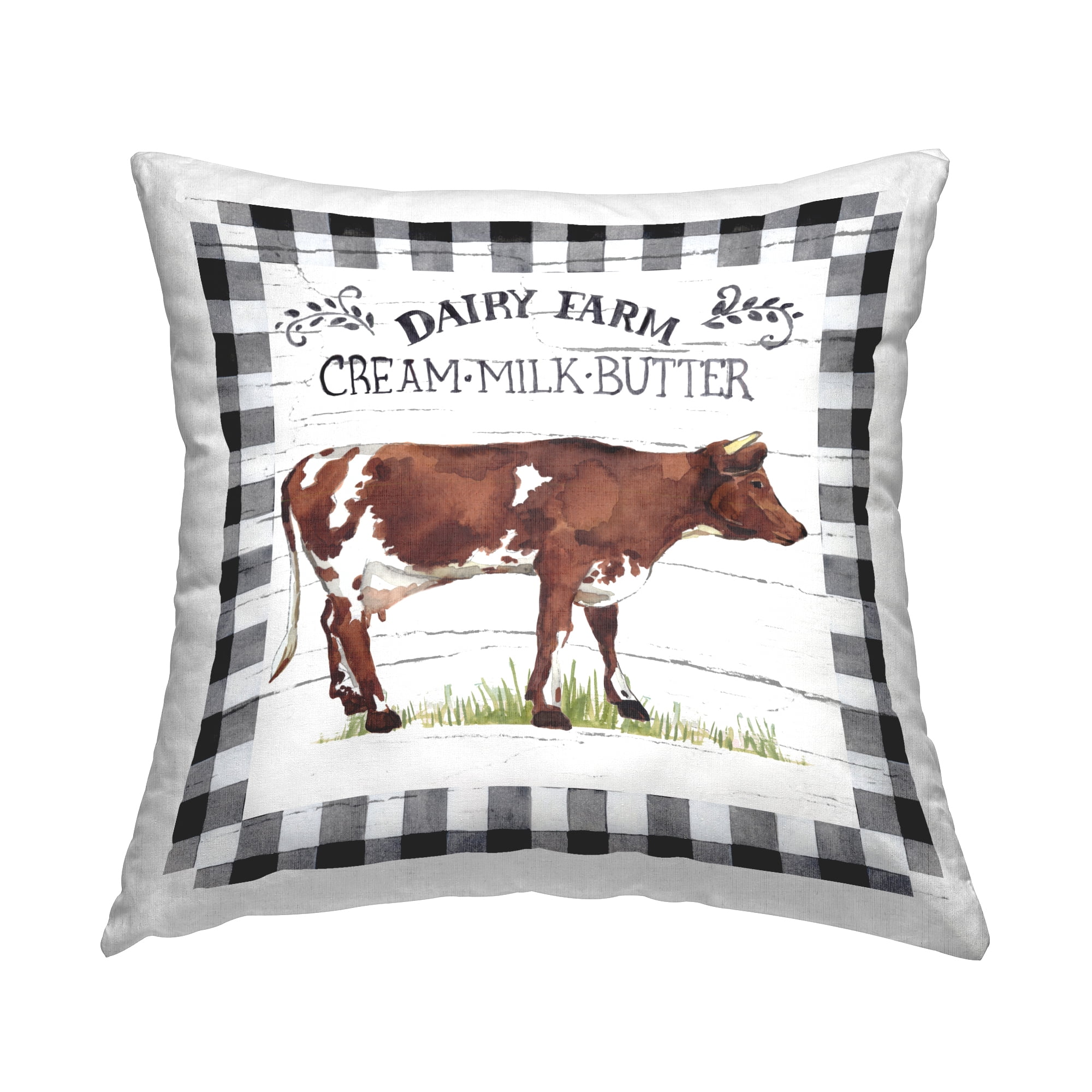 Stupell Industries Rustic Spring Cow Decorative Printed Throw Pillow Design by Elena Vladykina.