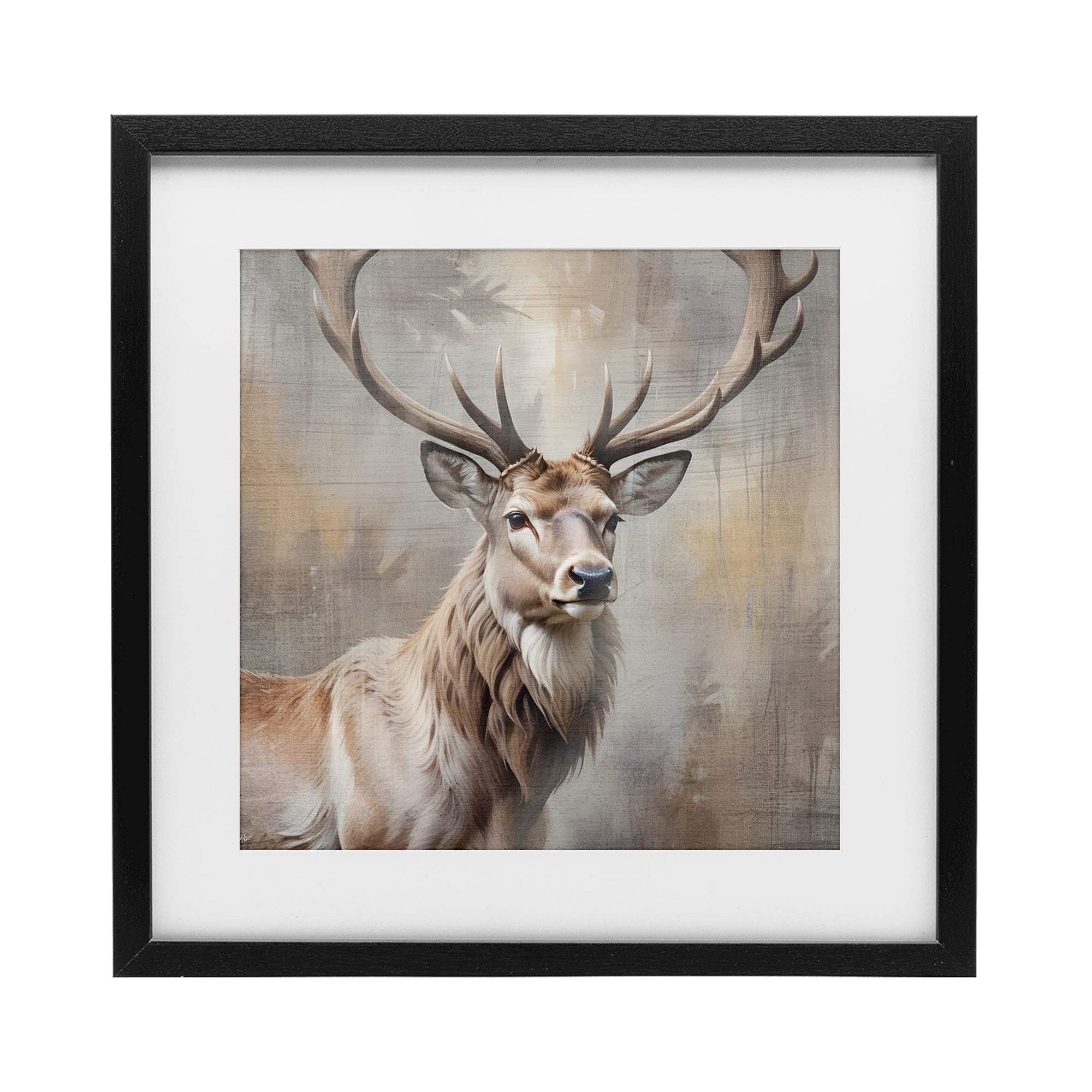 Stupell Industries Rustic Stag with Majestic Glance Black Framed Print Under Glass, design by Susan Arnot