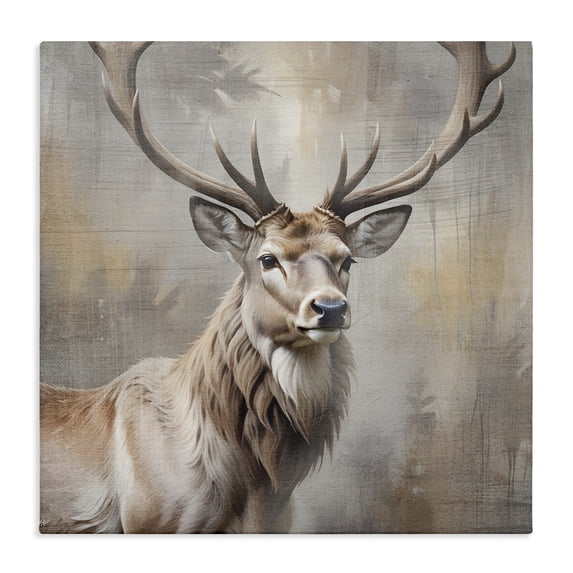 Stupell Industries Farmhouse Rustic Stag with Majestic Glance Canvas Art, 17 x 17, by Susan Arnot